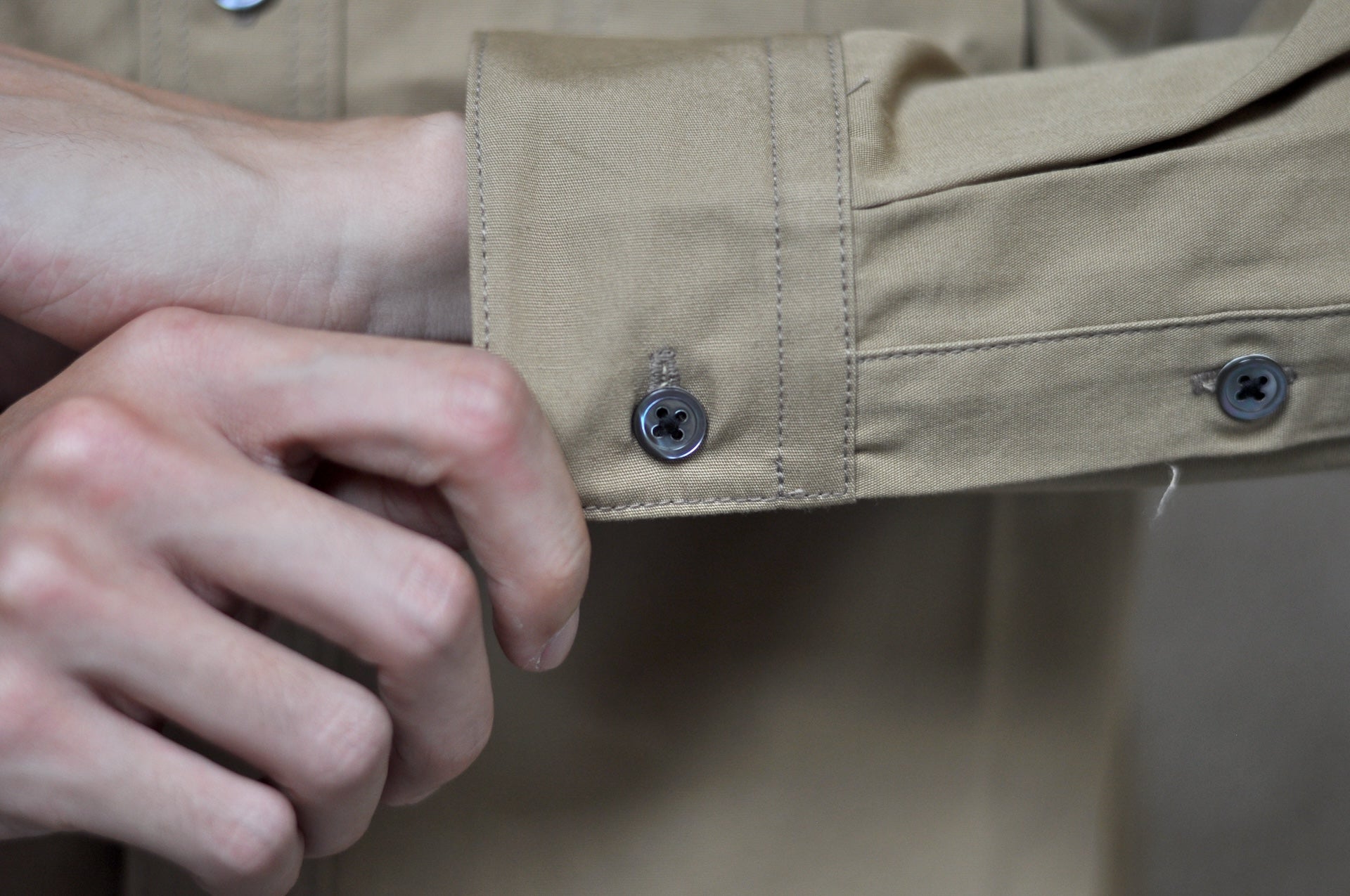 MOMOTARO JEANS 8oz Duck Canvas Military Style Workshirt (Beige)