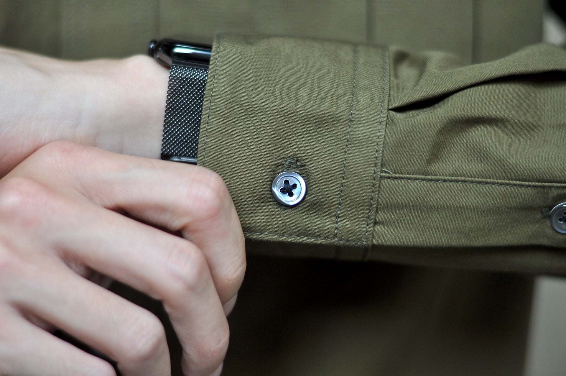 MOMOTARO JEANS 8oz Duck Canvas Military Style Workshirt (Olive)