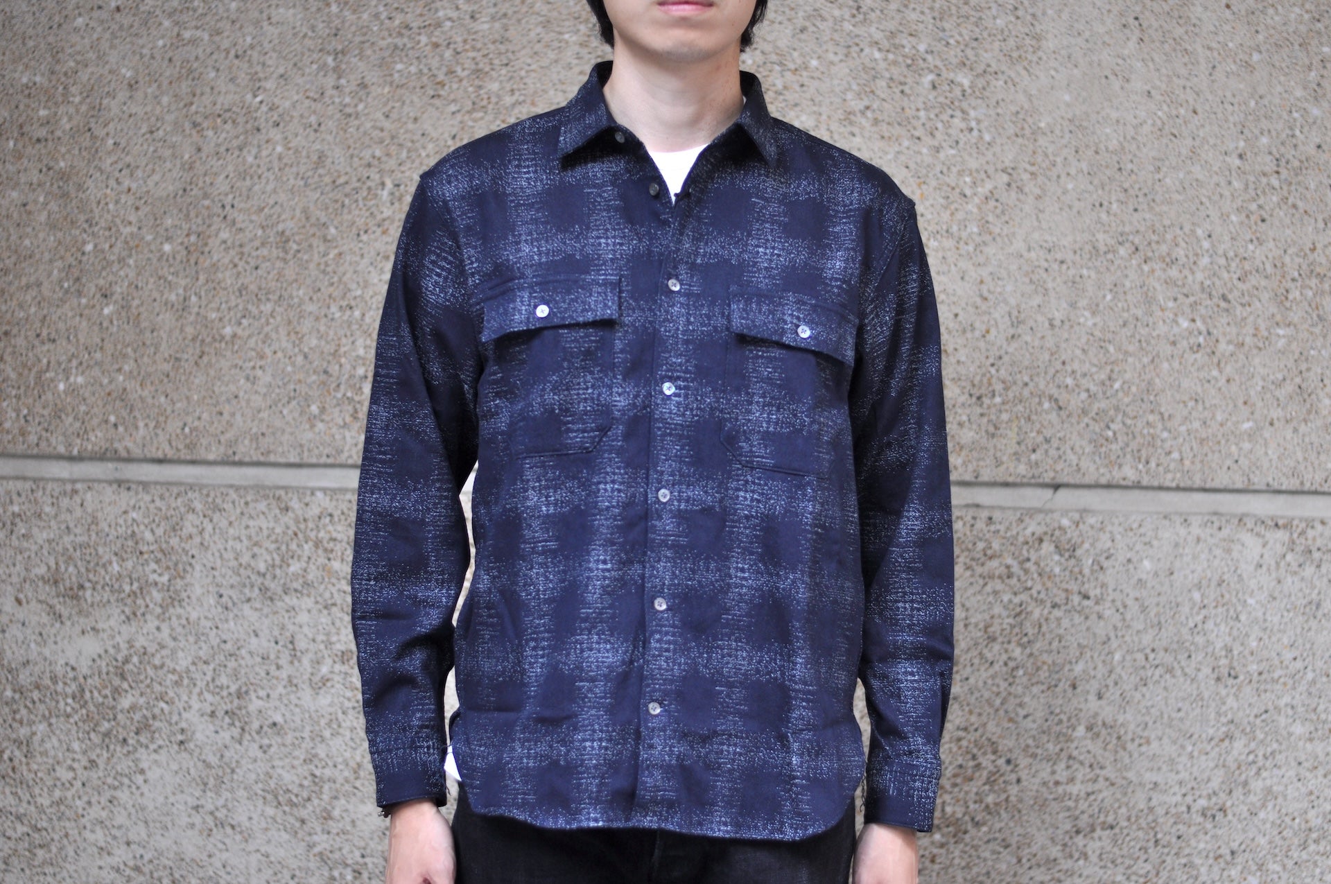 MOMOTARO JEANS Indigo Dyed "Stardust" Jacquard Ombre Workshirt