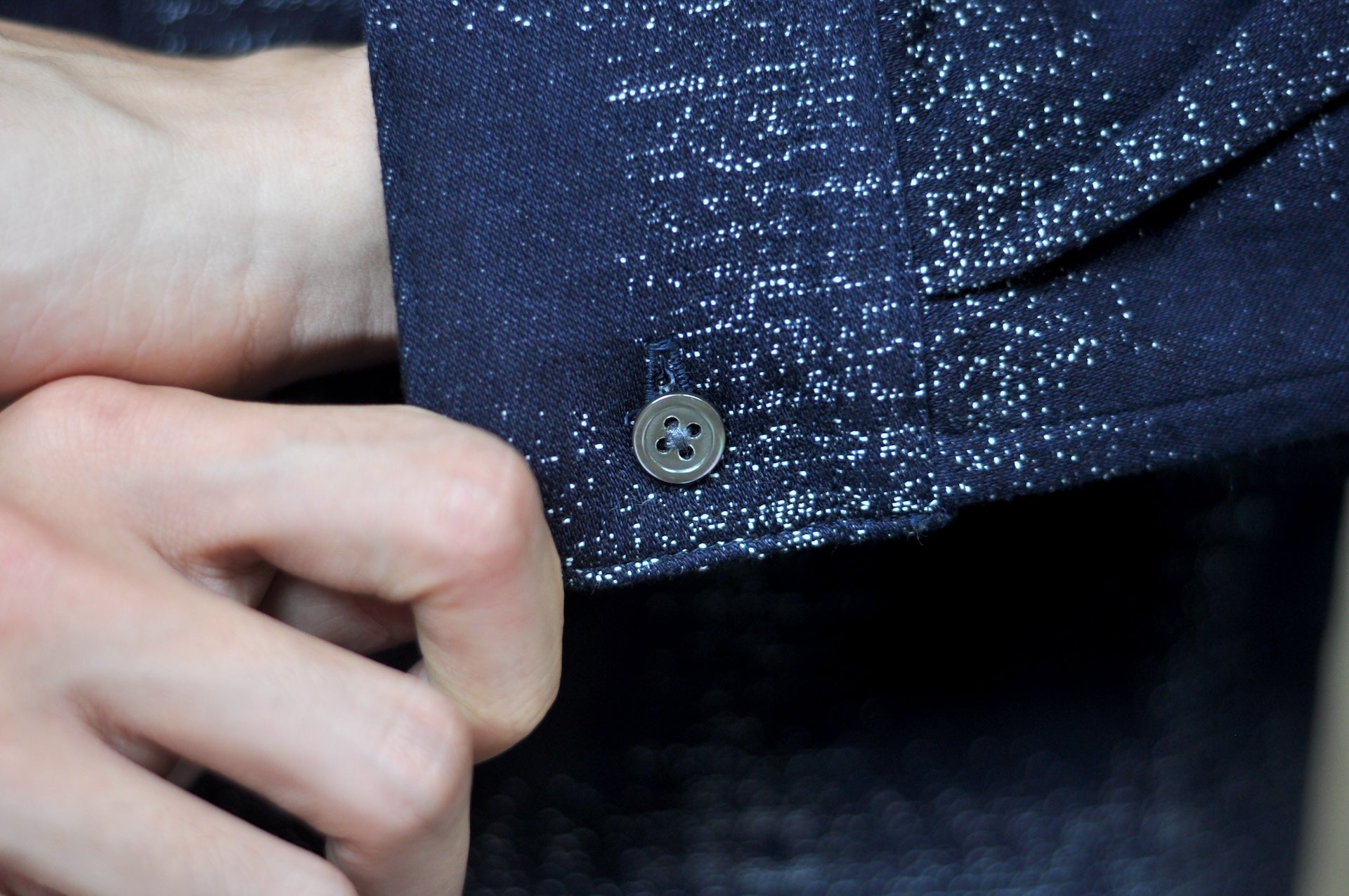 MOMOTARO JEANS Indigo Dyed "Stardust" Jacquard Ombre Workshirt