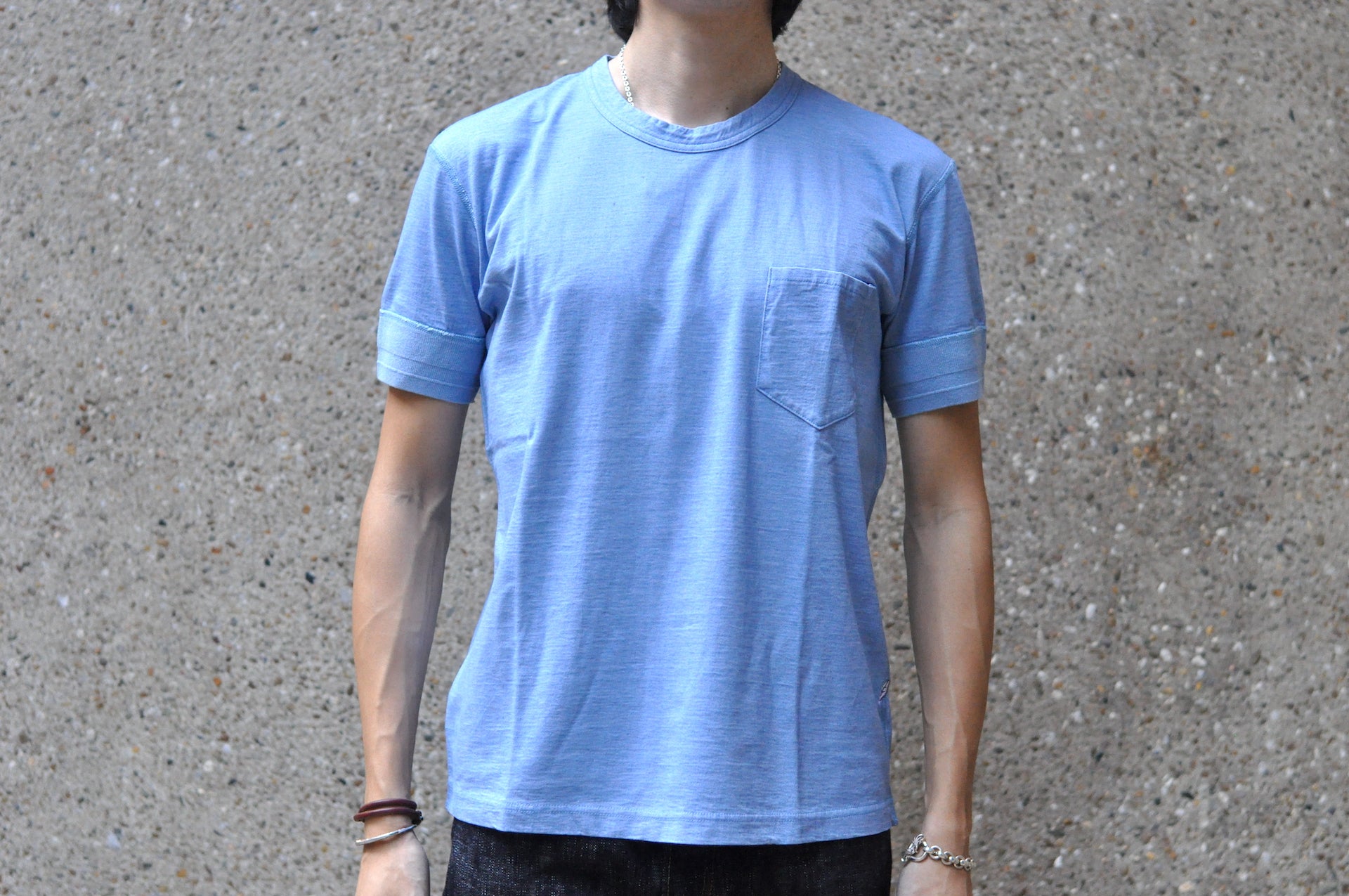 Pure Blue Japan 6.5oz "Signature" Indigo Dyed Pocket Tee (Icy Indigo)