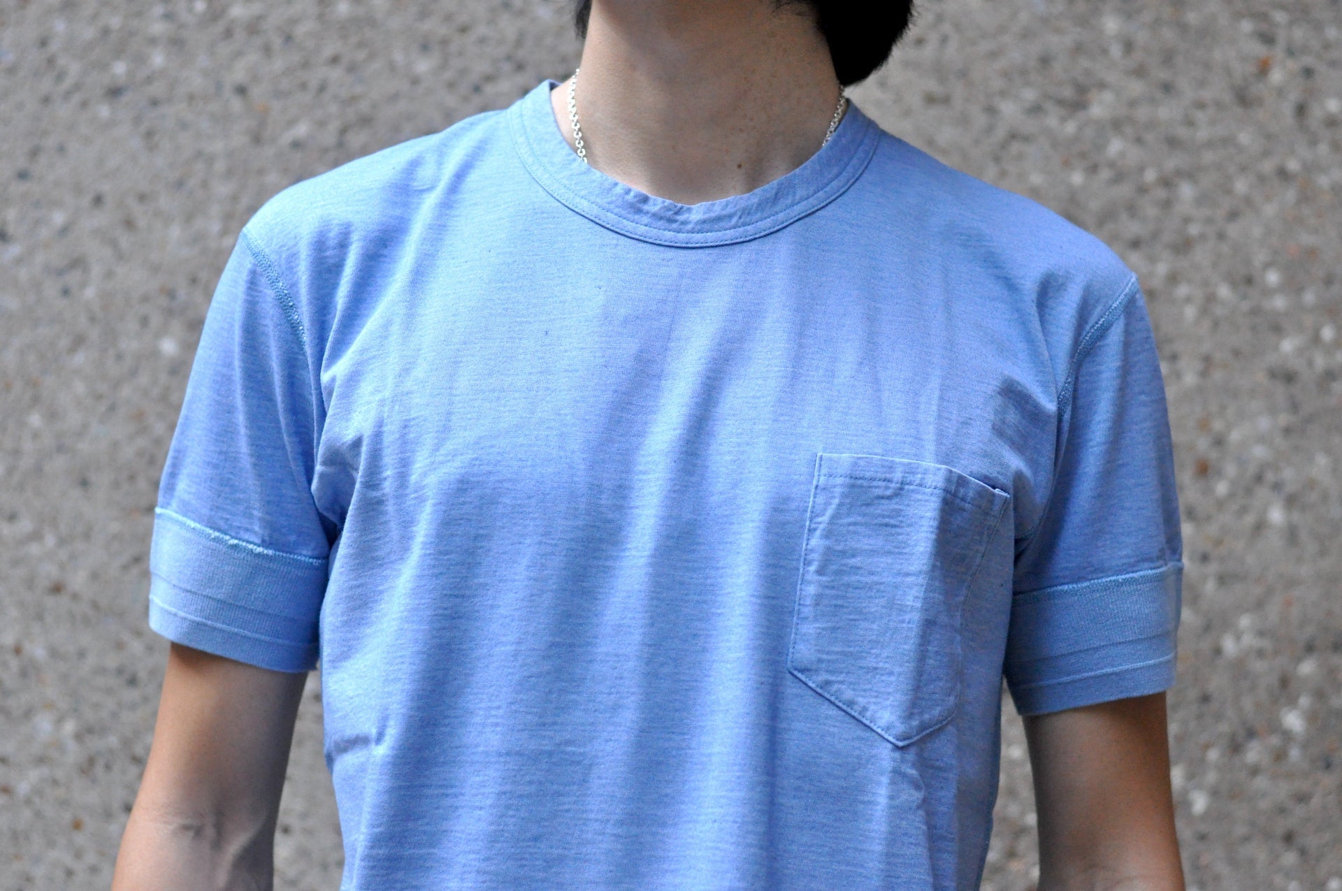 Pure Blue Japan 6.5oz "Signature" Indigo Dyed Pocket Tee (Icy Indigo)
