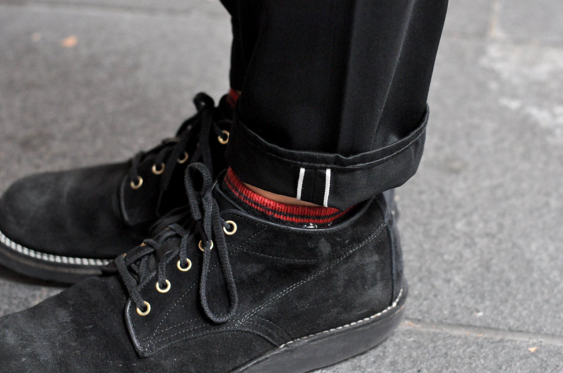 MOMOTARO JEANS  12.5oz Selvage Moleskin Trousers (Black)