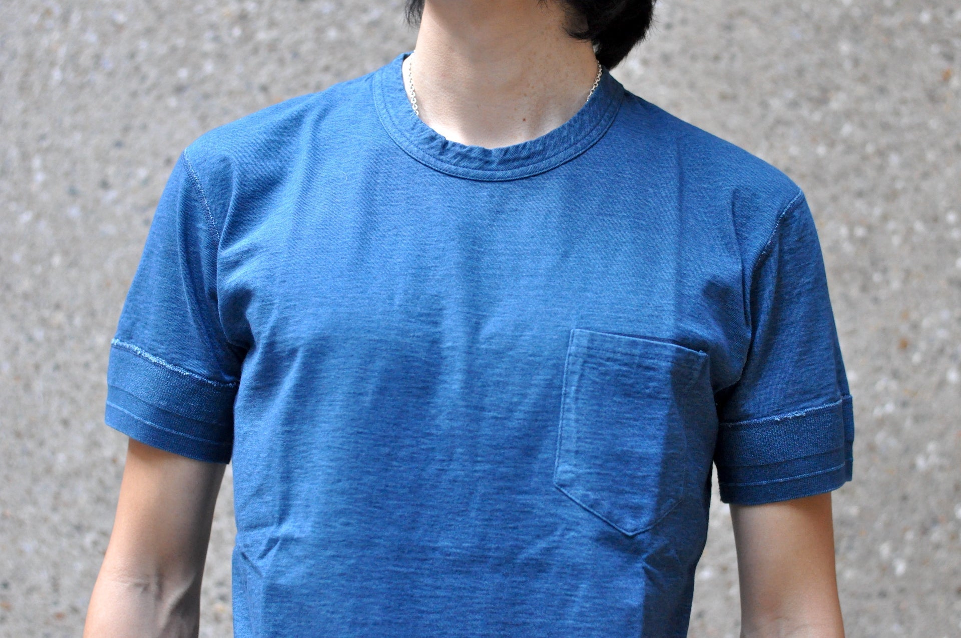 Pure Blue Japan 6.5oz "Signature" Indigo Dyed Pocket Tee (Greencast Indigo)