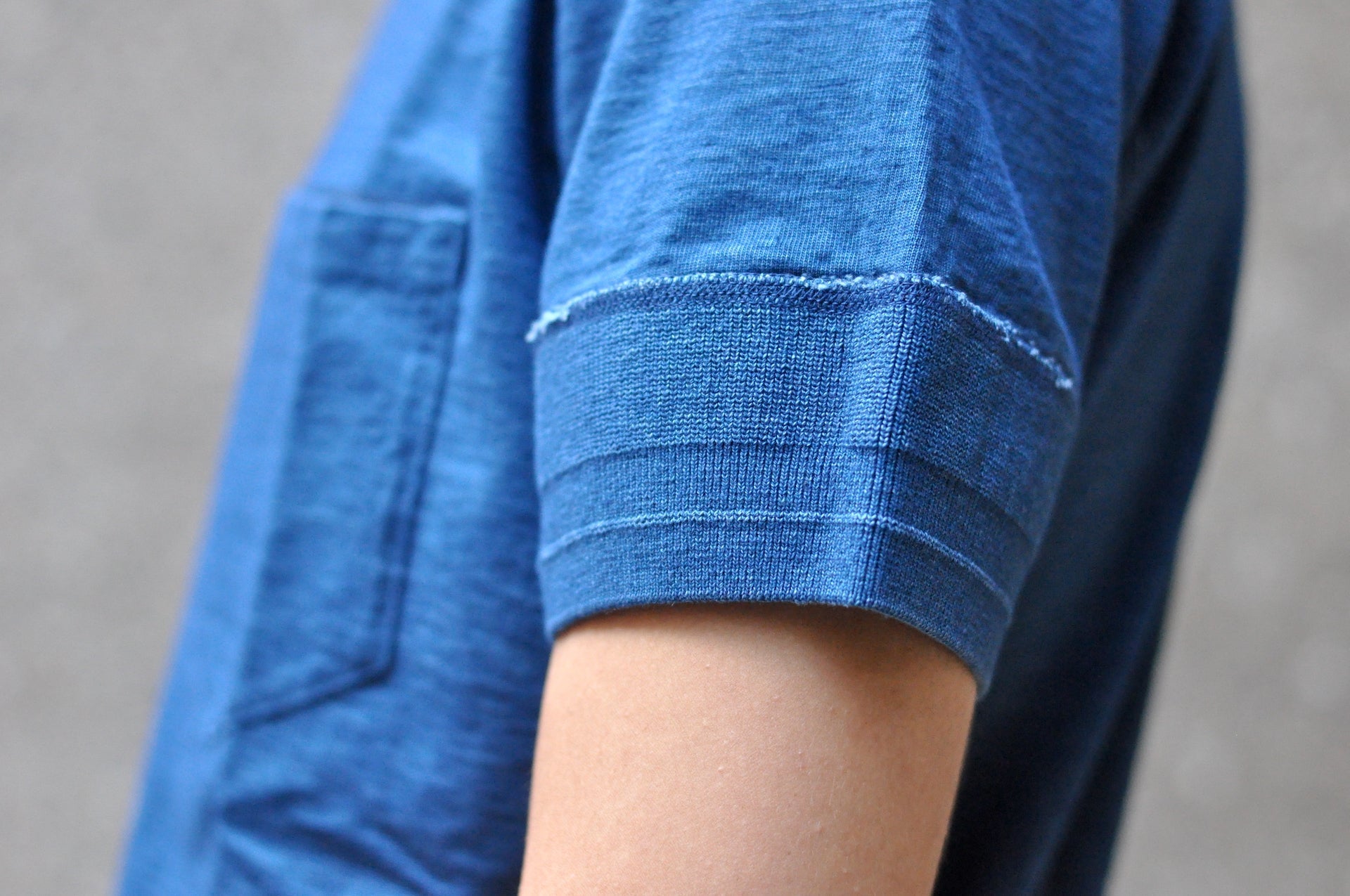 Pure Blue Japan 6.5oz "Signature" Indigo Dyed Pocket Tee (Greencast Indigo)