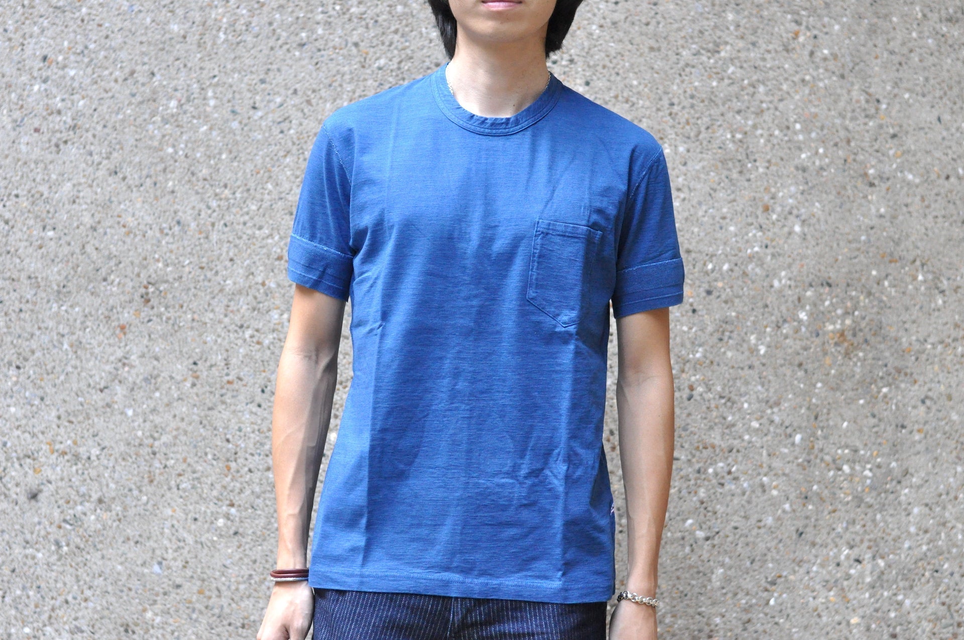 Pure Blue Japan 6.5oz "Signature" Indigo Dyed Pocket Tee (Genuine Indigo)