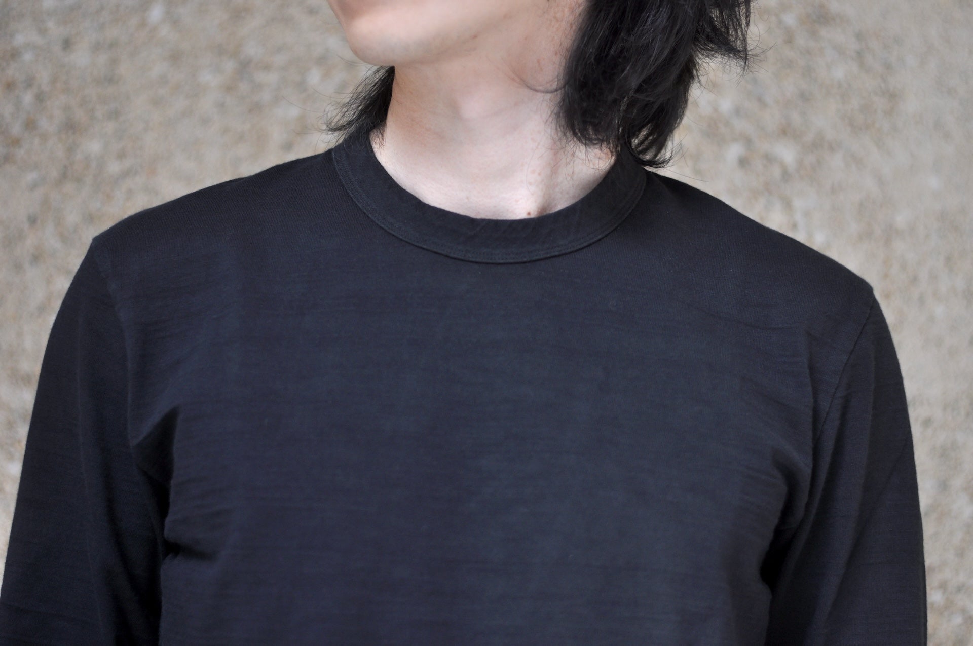 Pure Blue Japan 8oz "Slub Yarn" L/S Tee (Solid Black)