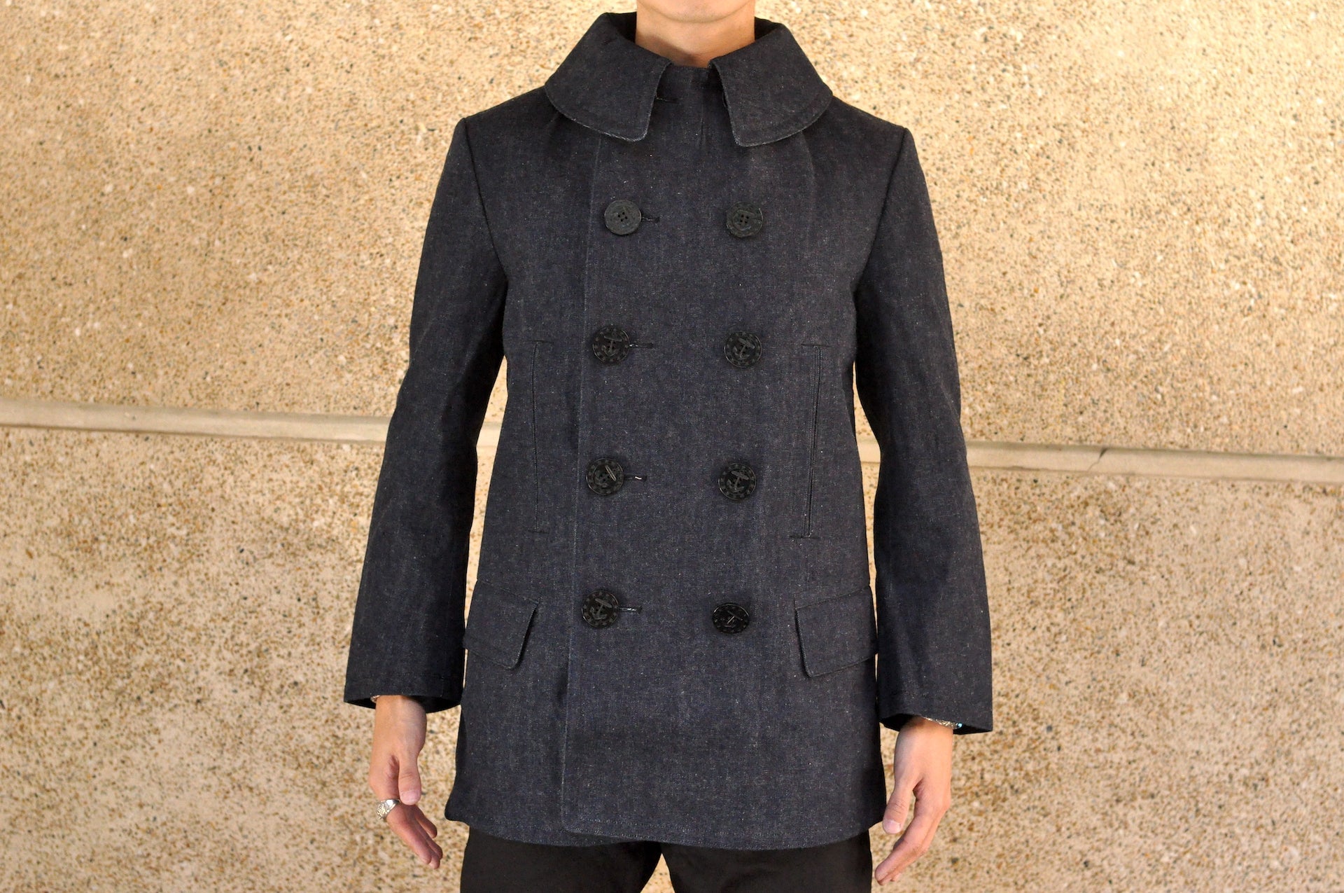 Warehouse Indigo Dyed Denim "WWI Style 13 Stars" Pea Coat