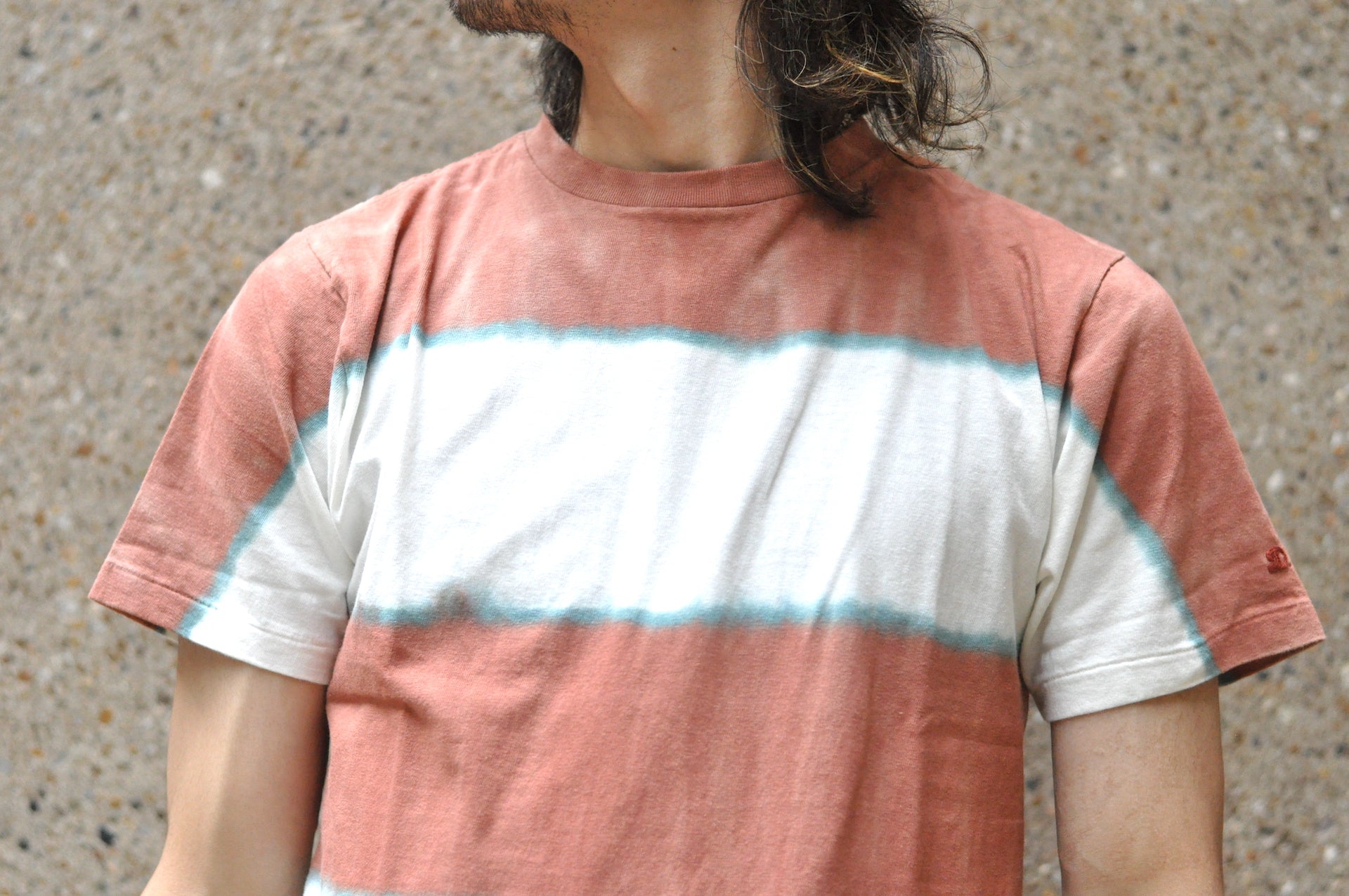 Dubble Works 6oz Tie-Dye Loopwheel Striped Tee (Brown X Blue)