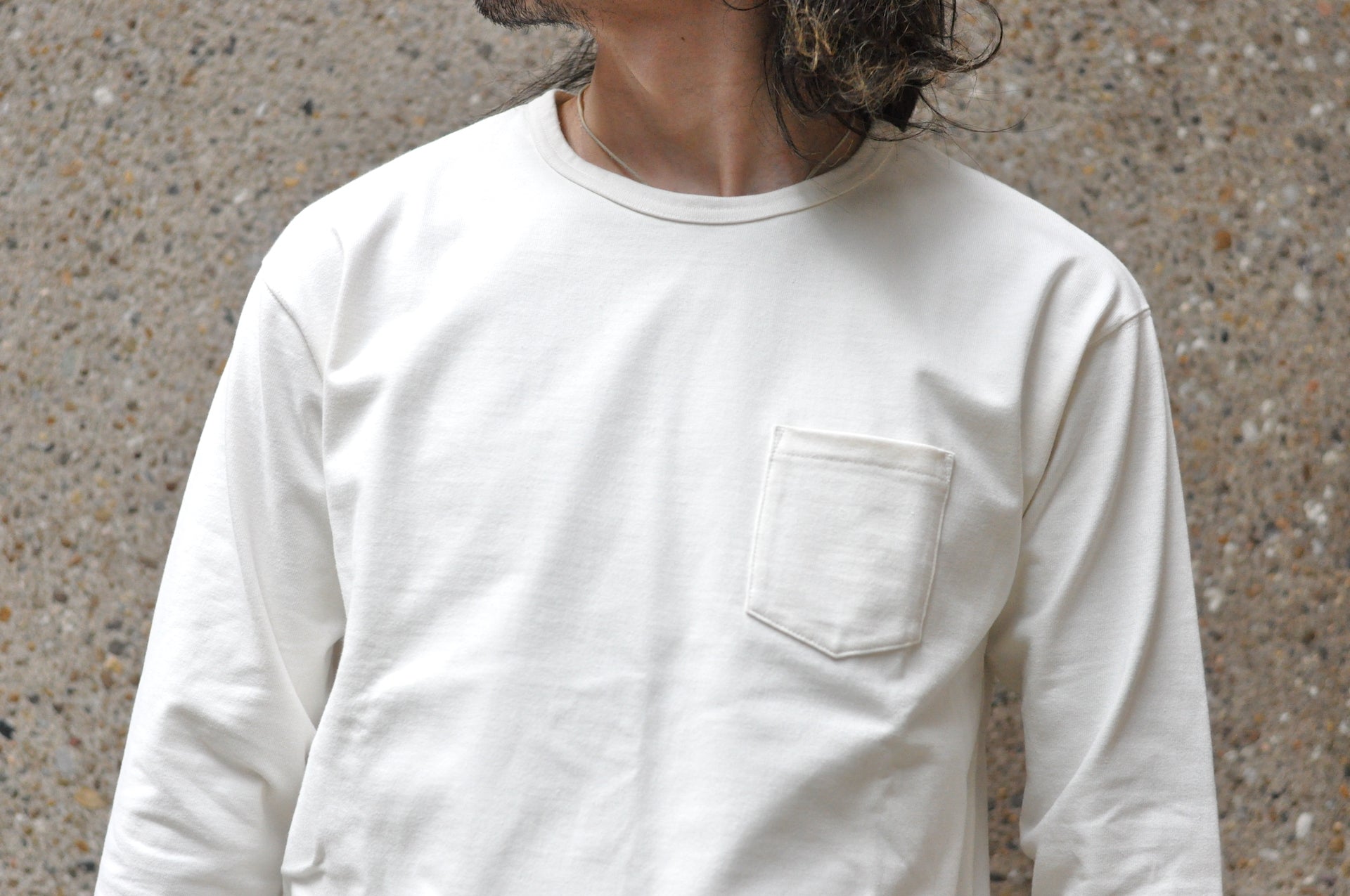 Boncoura 10oz Ultra Heavy Loopwheeled Pocket L/S Tee (White)