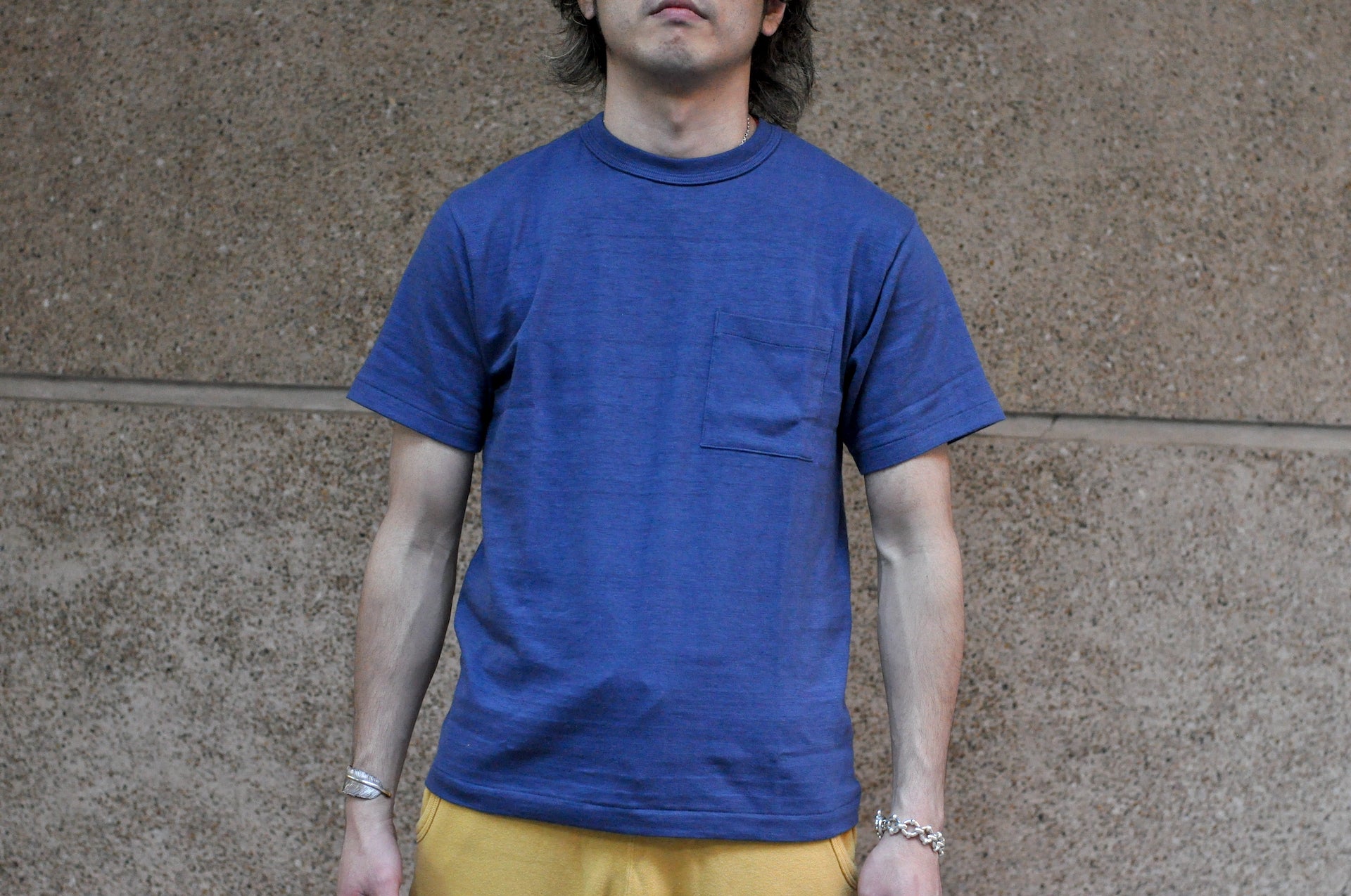 Warehouse 5.5oz "Bamboo Textured" Pocket Tee (Fade Blue)