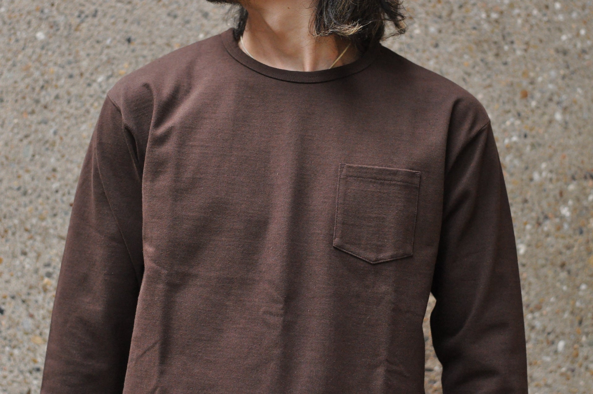 Boncoura 10oz Ultra Heavy Loopwheeled Pocket L/S Tee (Brown)