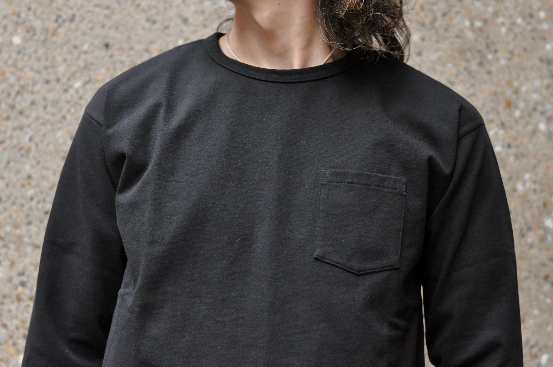Boncoura 10oz Ultra Heavy Loopwheeled Pocket L/S Tee (Black)