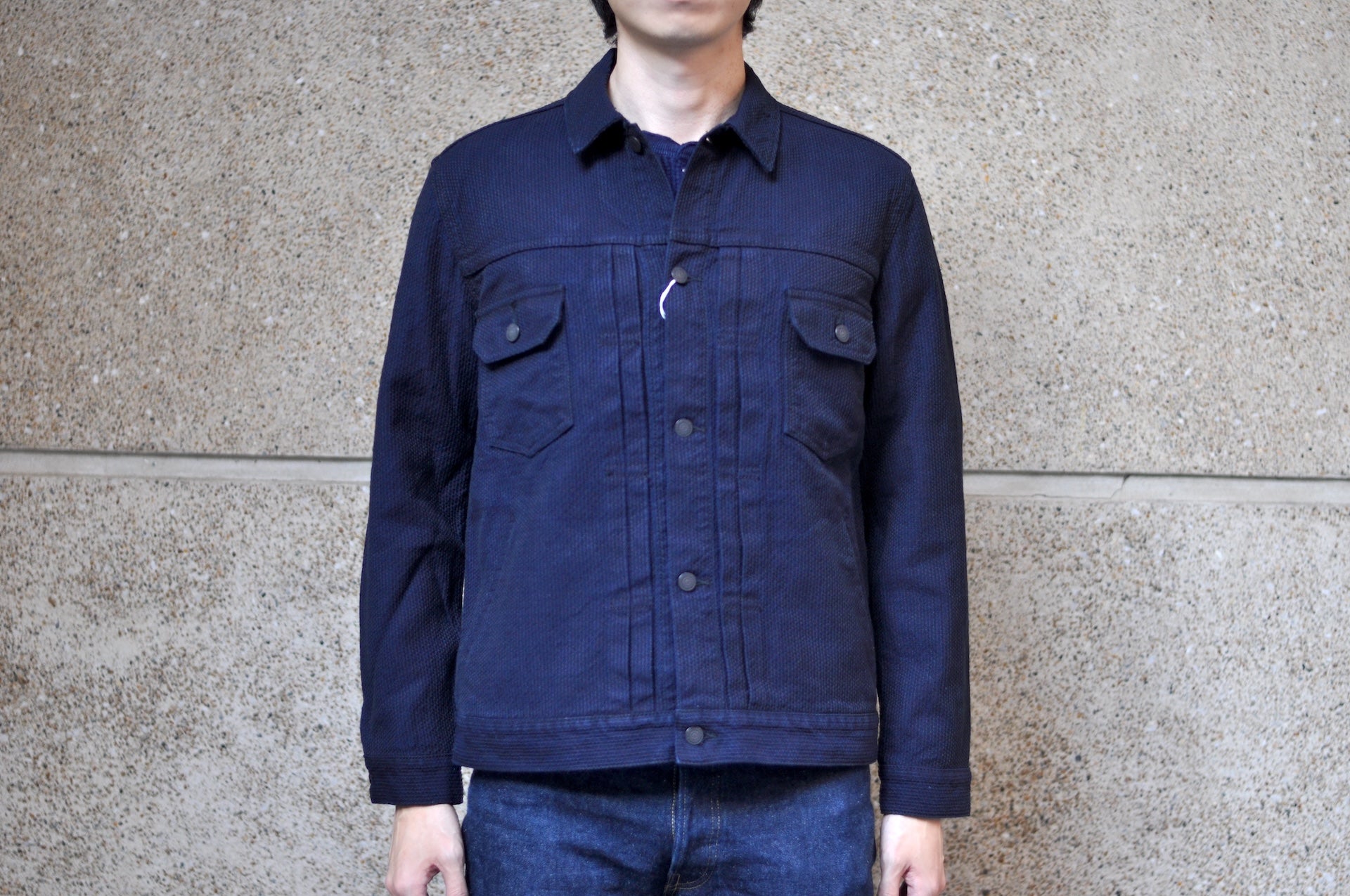 Pure Blue Japan 12.5oz "Double-Warps" Sashiko Type 2 Jacket (Indigo X Black)