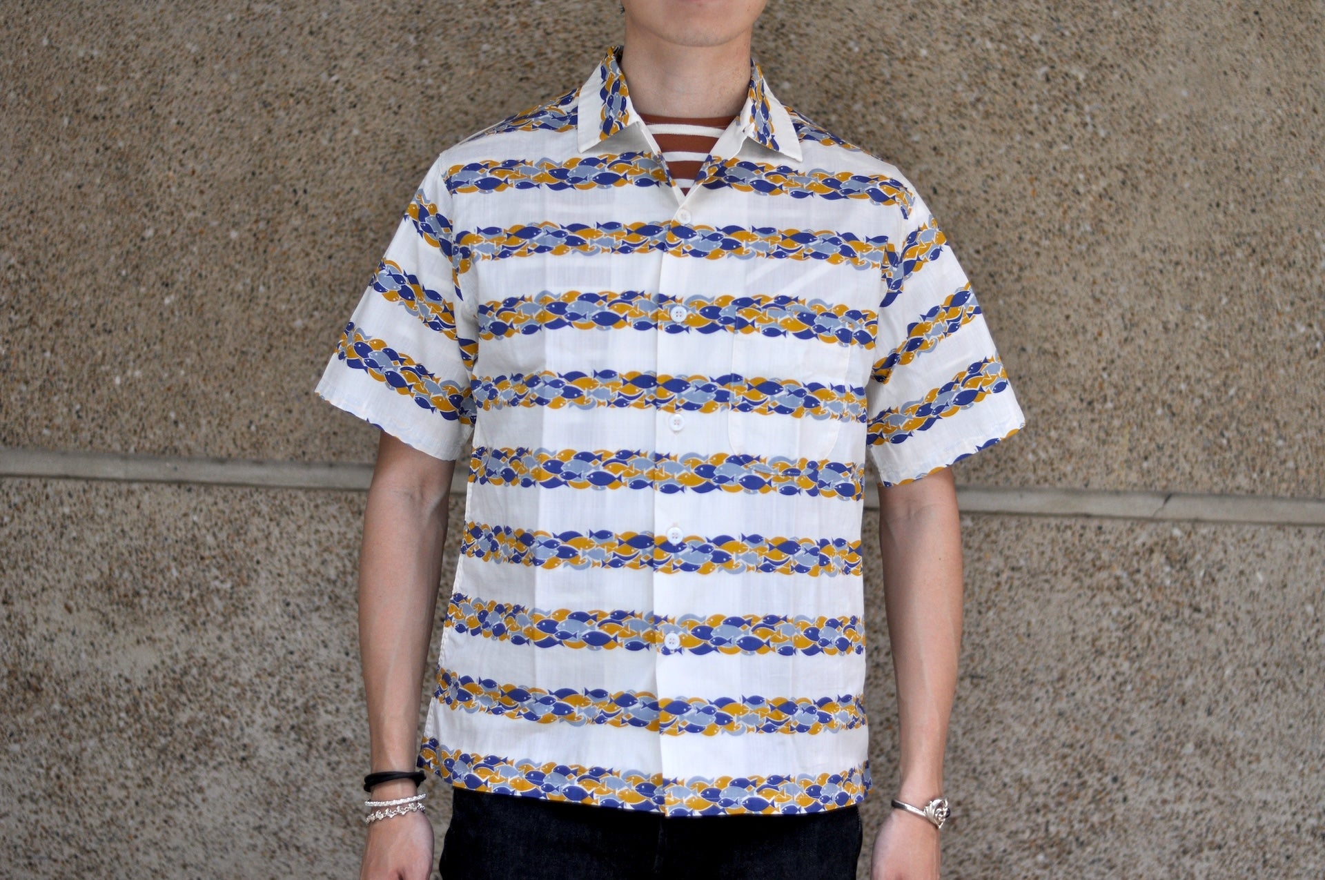 John Gluckow X Warehouse "School of Fish" S/S Print Hawaii Shirt (Ivory)