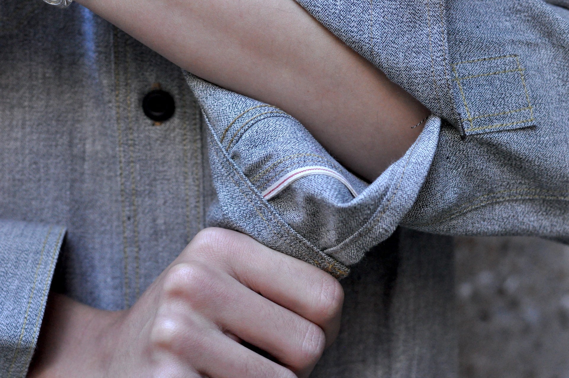 Freewheelers 8oz "Neal" Selvage Chambray Shirt (White Pepper)