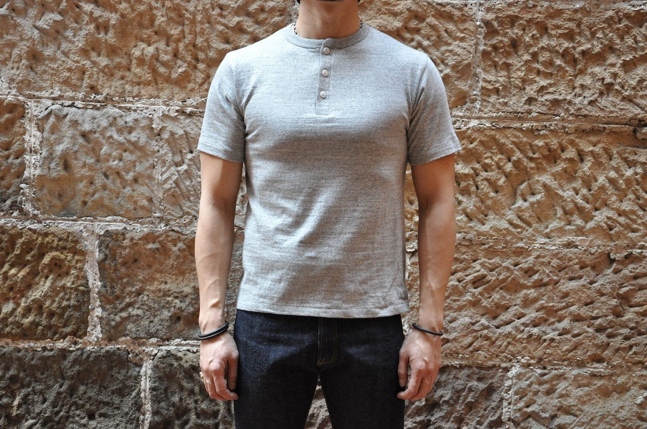 Warehouse 5.5oz "Bamboo Textured" Henley Tee (Heather Grey)