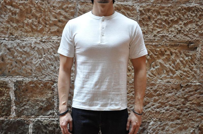 Warehouse 5.5oz "Bamboo Textured" Henley Tee (White)