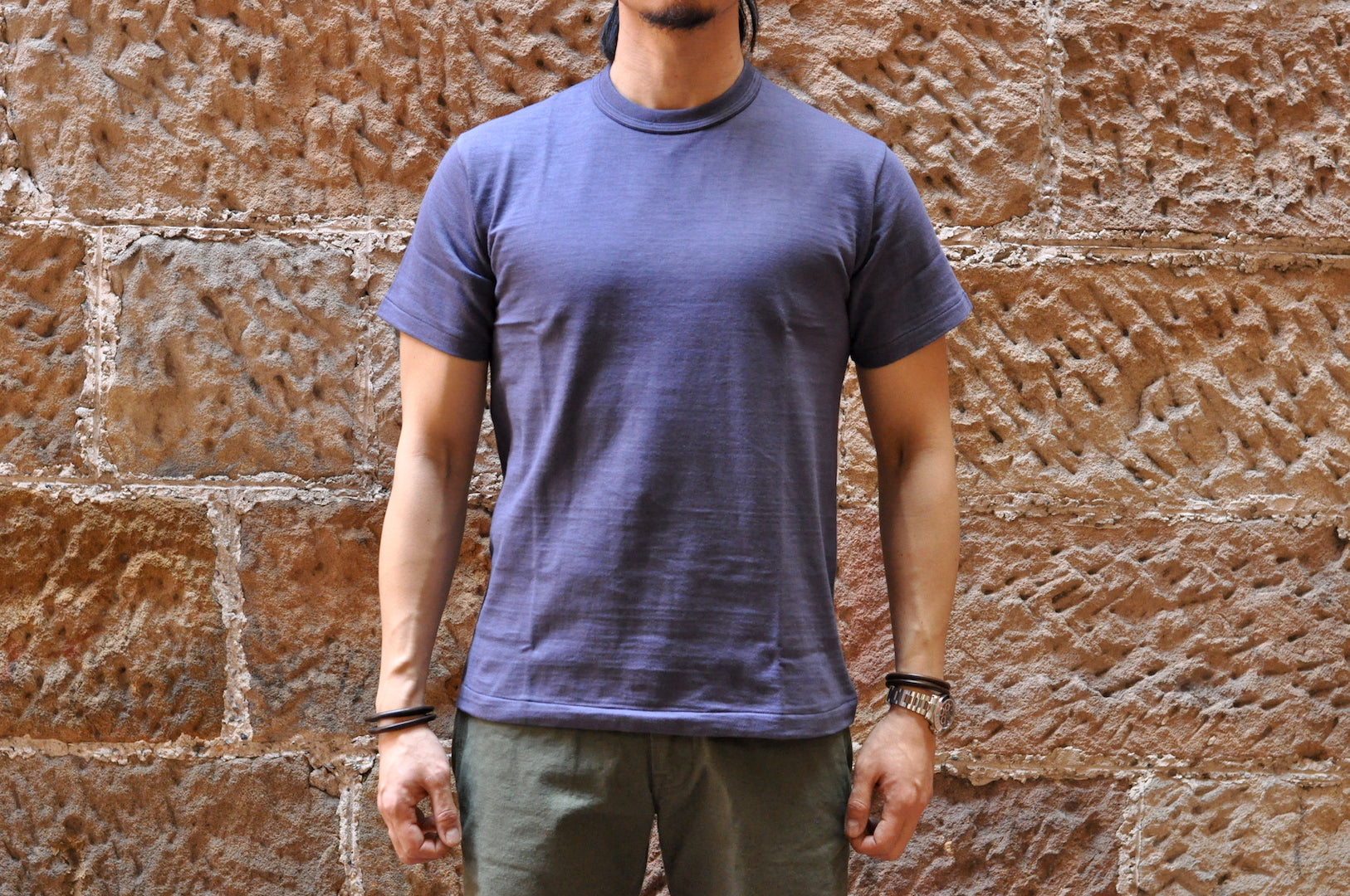 Warehouse 5.5oz "Bamboo Textured" Plain Tee (Navy)