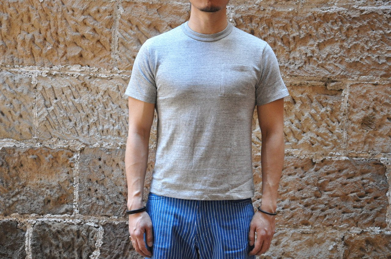 Warehouse 5.5oz "Bamboo Textured" Pocket Tee (Heather Grey)