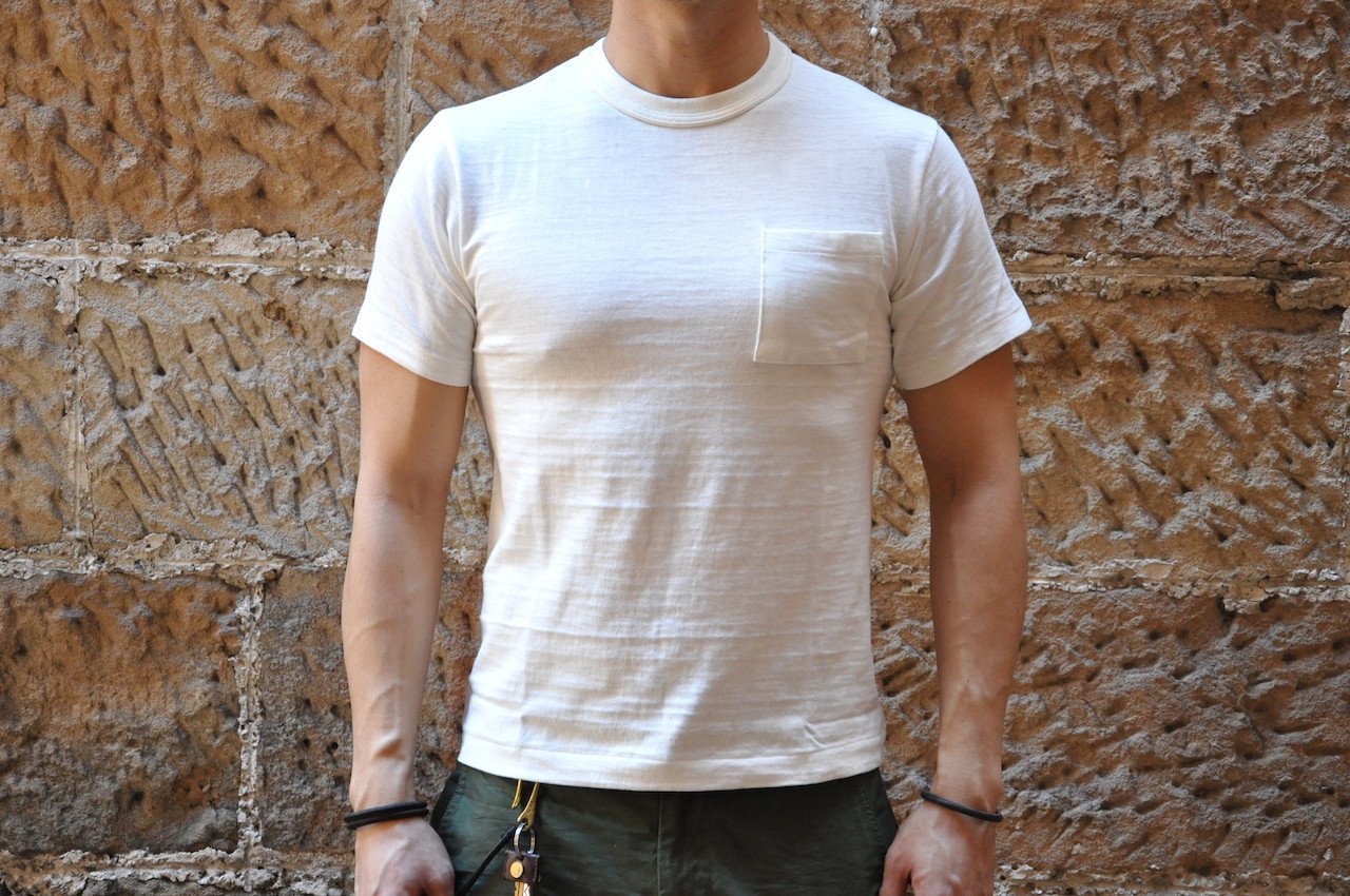 Warehouse 5.5oz "Bamboo Textured" Pocket Tee (White)