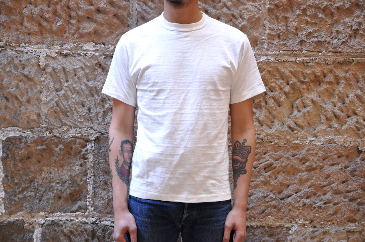 Warehouse 5.5oz "Bamboo Textured" Plain Tee (White)