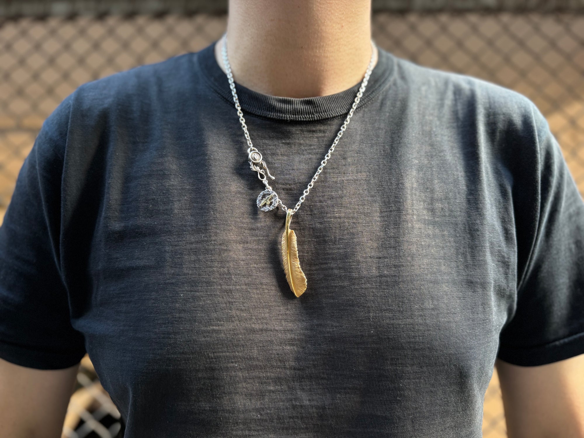 Legend Size Small Medicine Wheel with 18K Gold Flying Eagle Pendant (P-137-S)