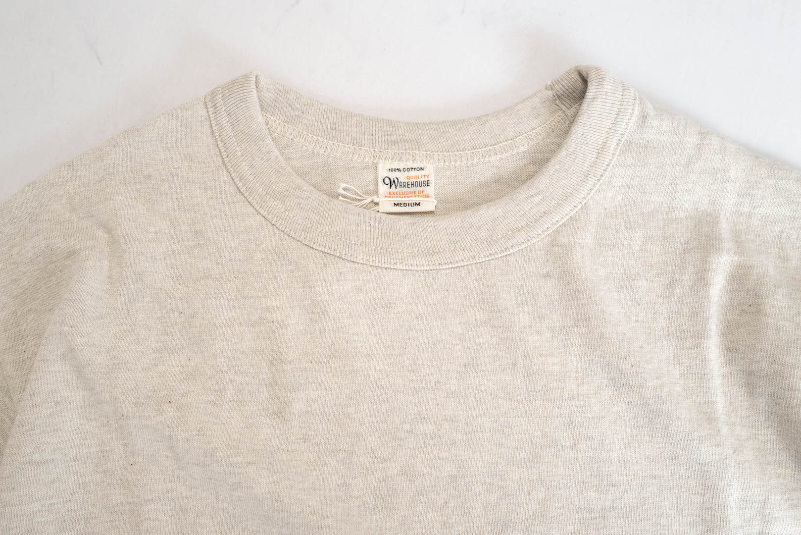 Warehouse 5.5oz "Bamboo Textured" L/S Plain Tee (Oatmeal)