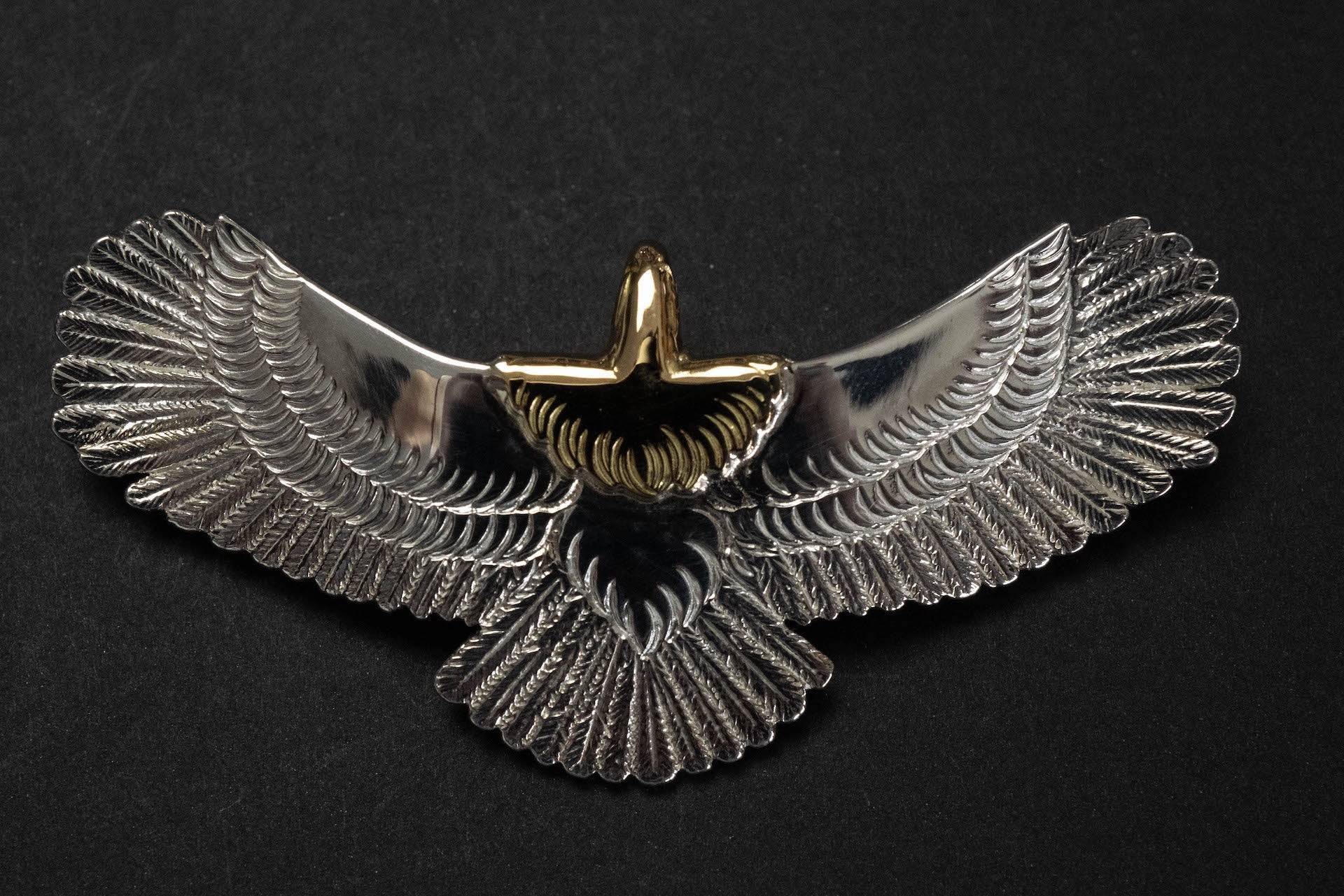 First Arrow's Medium Eagle Pendants with 18K Gold Head & Heart (P-509)