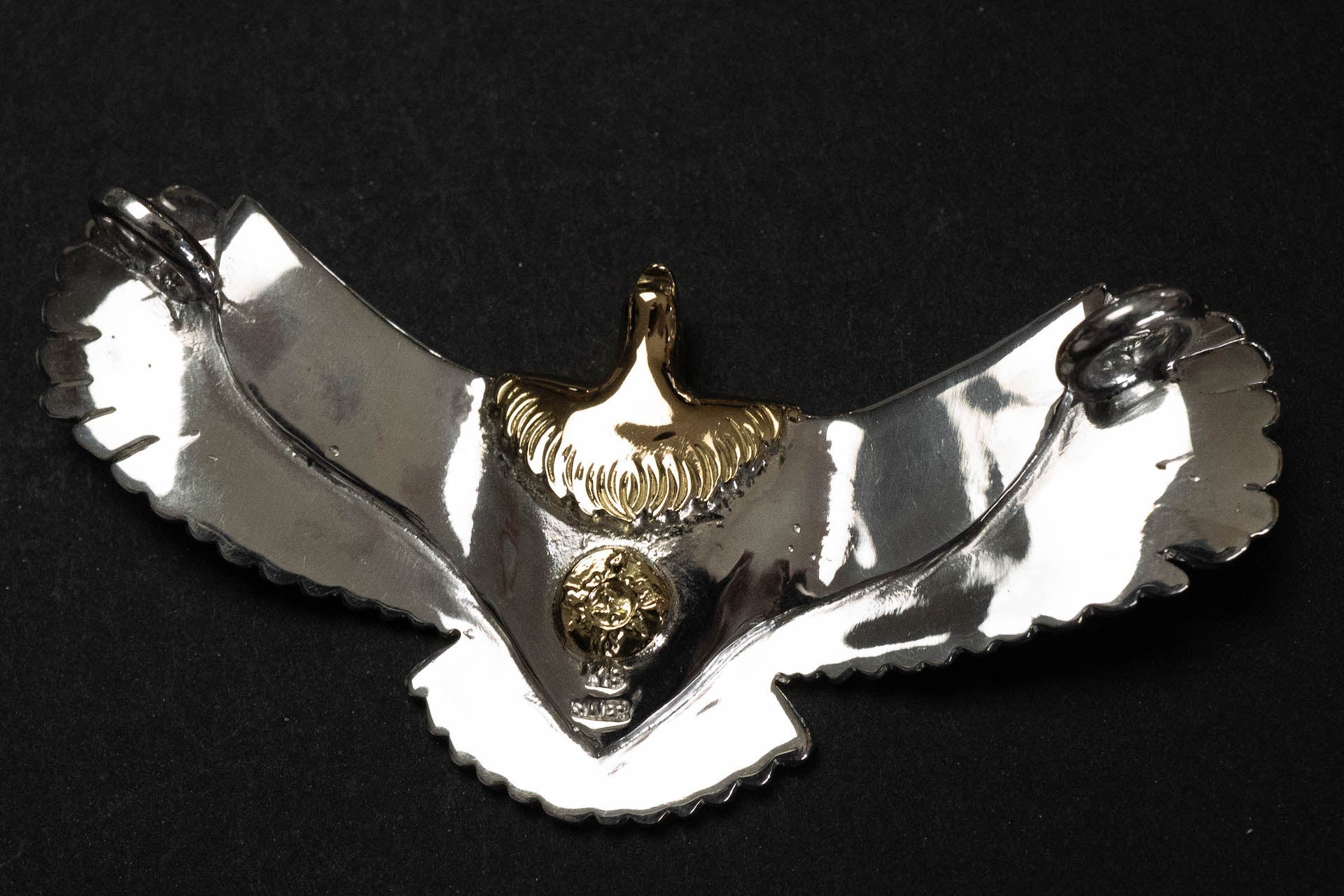 First Arrow's Large Eagle Pendants with 18K Gold Head & Heart (P-400)
