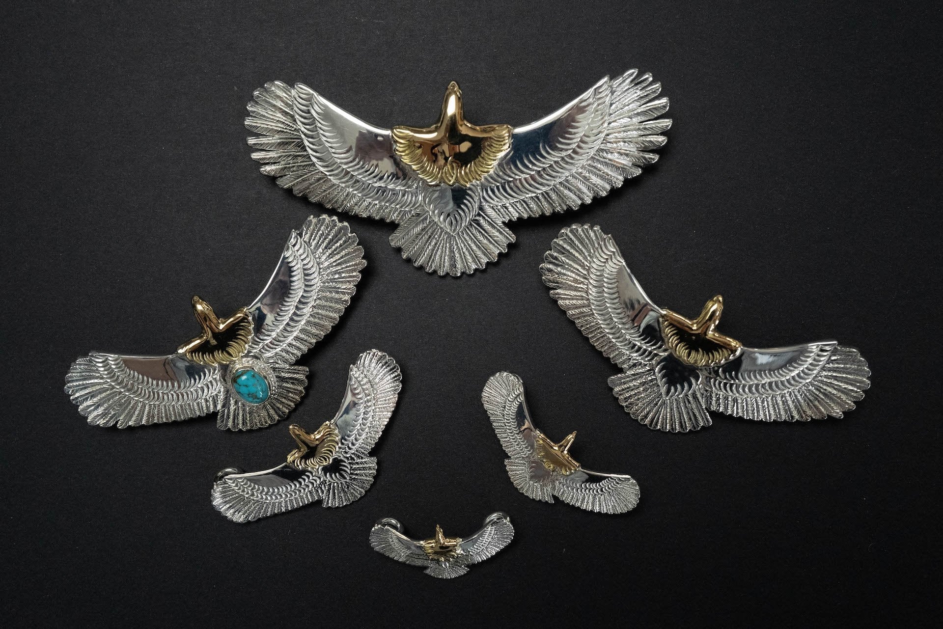 First Arrow's Mini Eagle Pendants with 18K Gold Head (P-596)