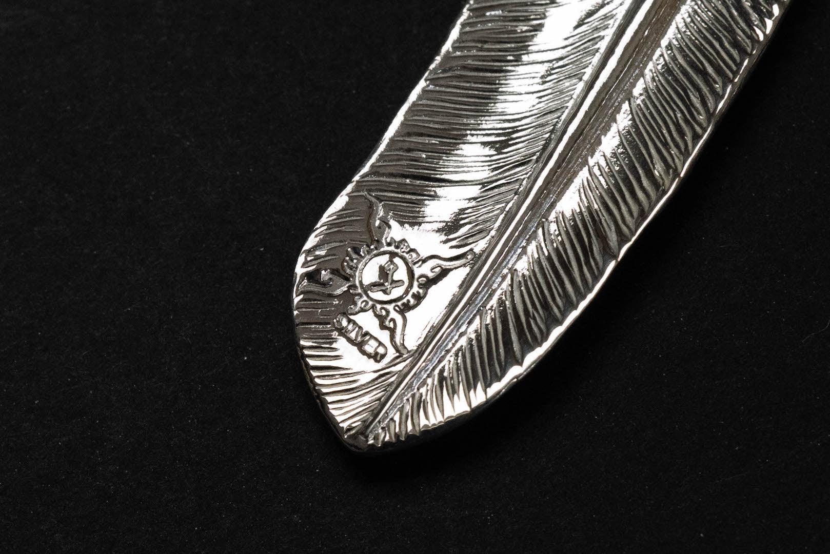 First Arrow's Large Silver Feather With 18k Sunburst Emblem (P-002)