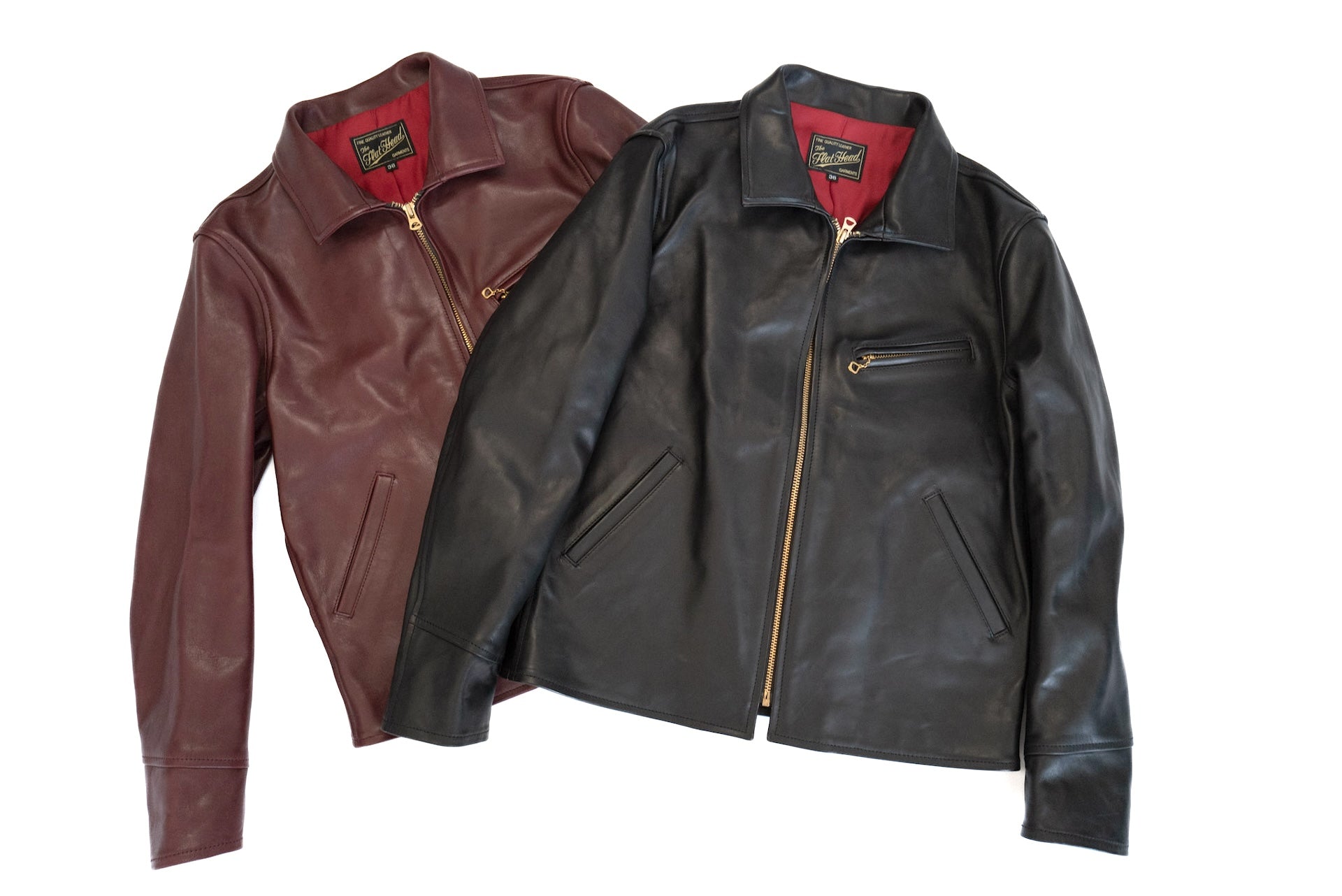 The Flat Head Horsehide 40s Single Sport Jacket (Black Tea-cored)
