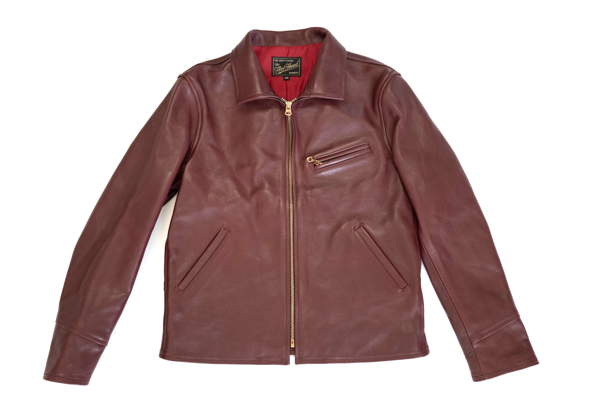 The Flat Head Horsehide 40s Single Sport Jacket (Wine Tea-cored)