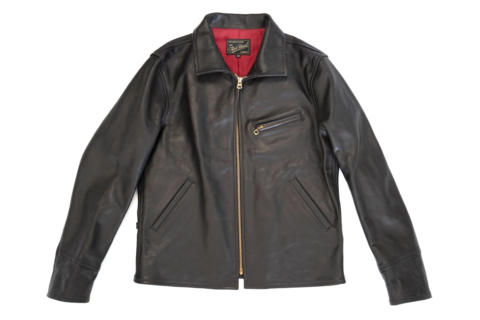 The Flat Head Horsehide 40s Single Sport Jacket (Black Tea-cored)