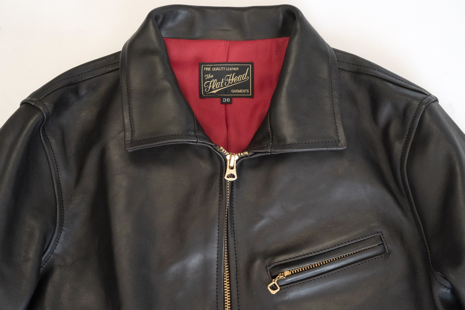 The Flat Head Horsehide 40s Single Sport Jacket (Black Tea-cored)