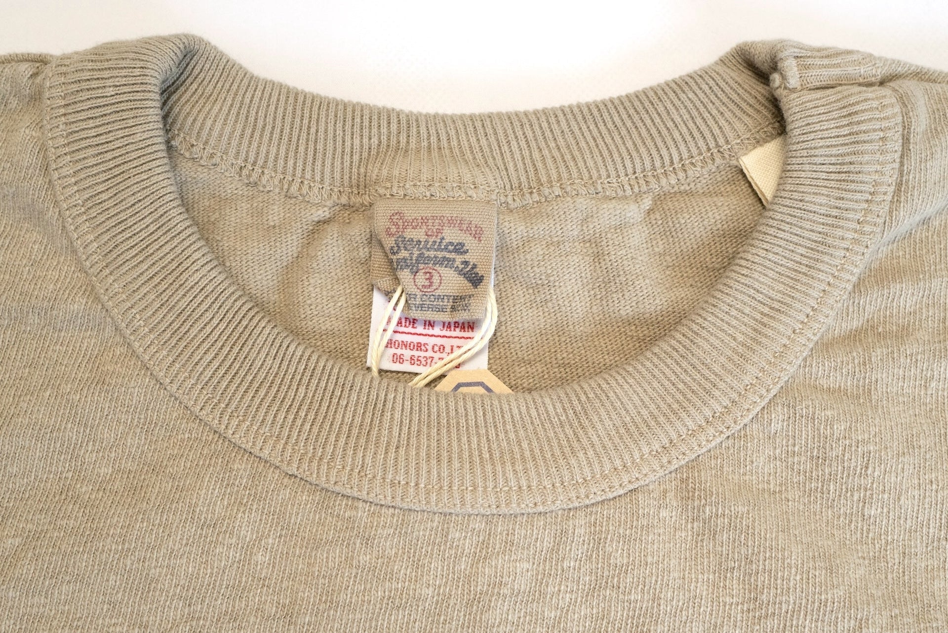 UES 9.5oz "NO.8 Slub Nep" Heavyweight Plain Tee (Sand Beige)