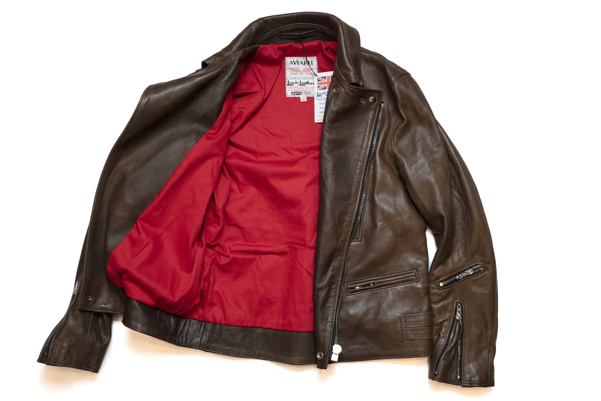 Lewis Leathers Dark Brown Sheepskin ‘Lightning' 402T Jacket (Tight fit)