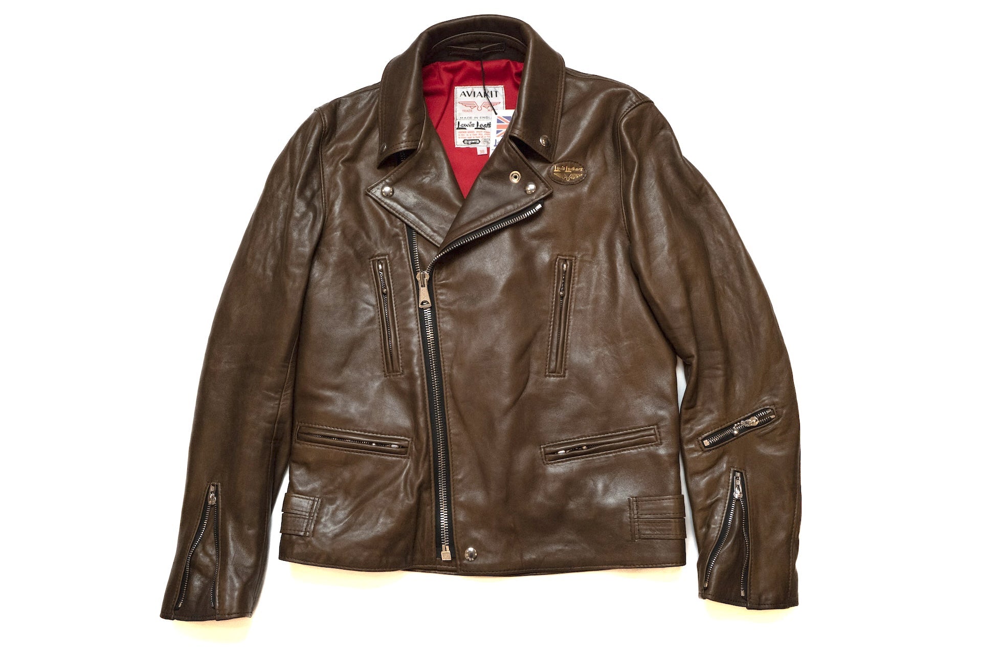 Lewis Leathers Dark Brown Sheepskin ‘Lightning' 402T Jacket (Tight fit)