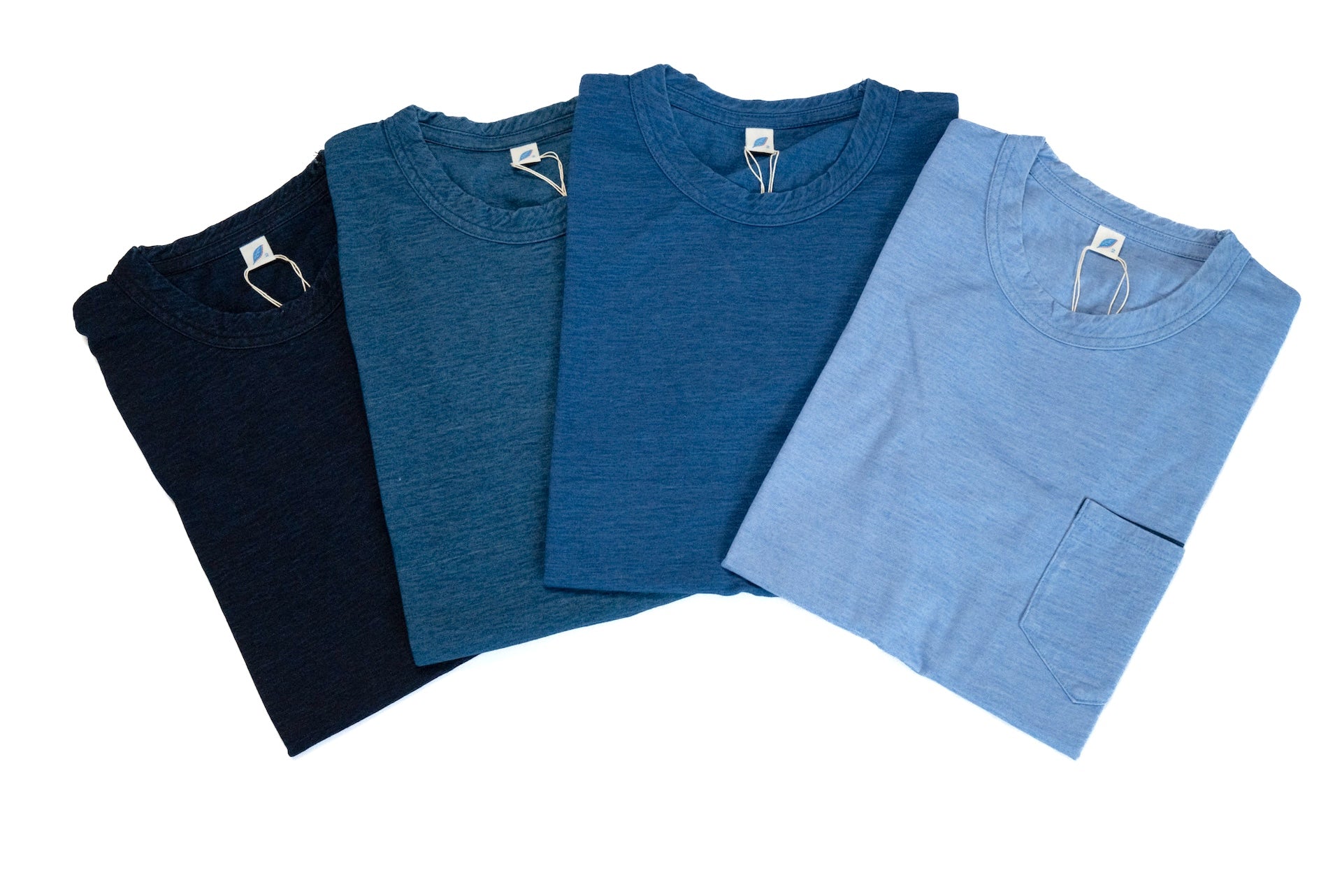 Pure Blue Japan 6.5oz "Signature" Indigo Dyed Pocket Tee (Greencast Indigo)