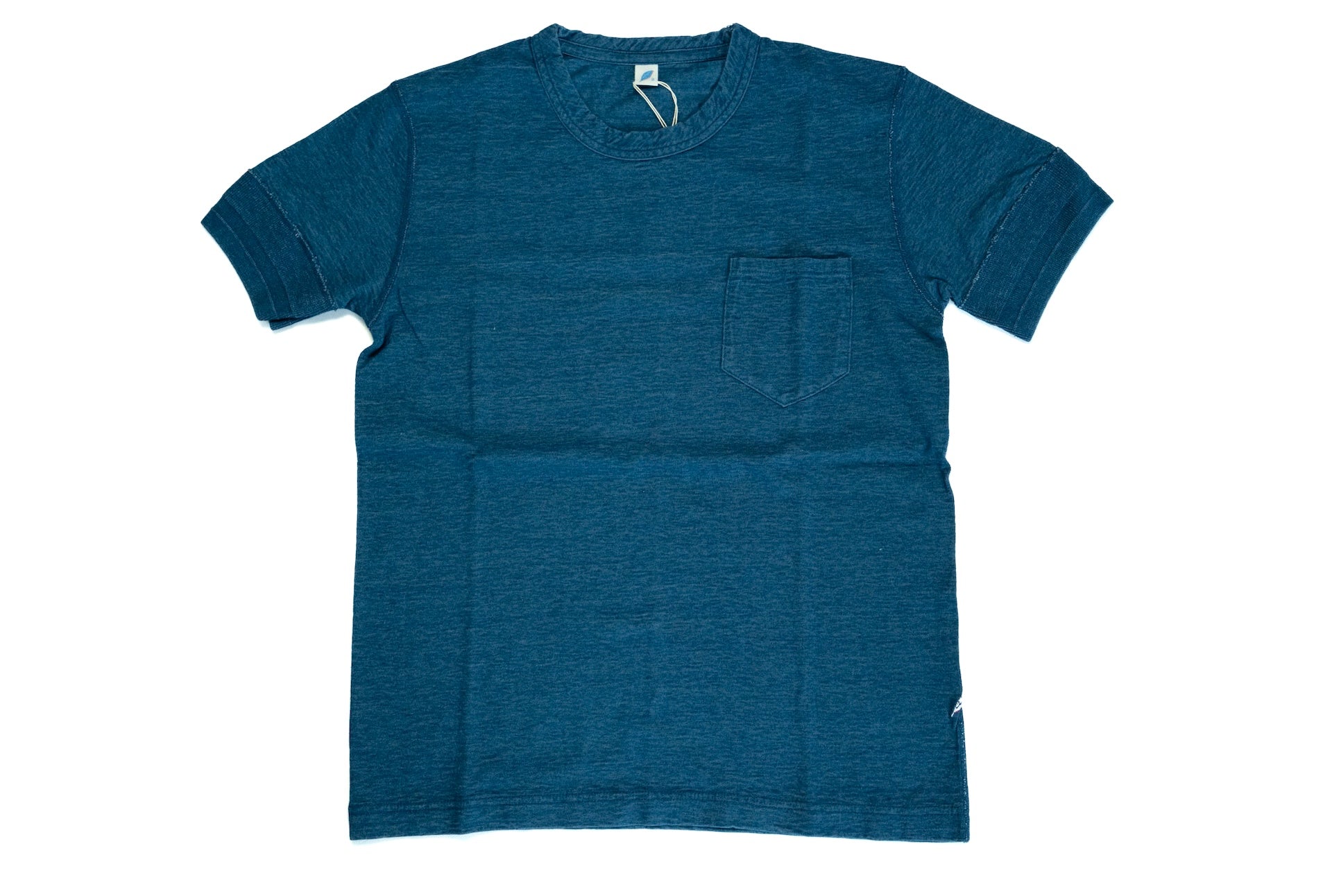 Pure Blue Japan 6.5oz "Signature" Indigo Dyed Pocket Tee (Greencast Indigo)