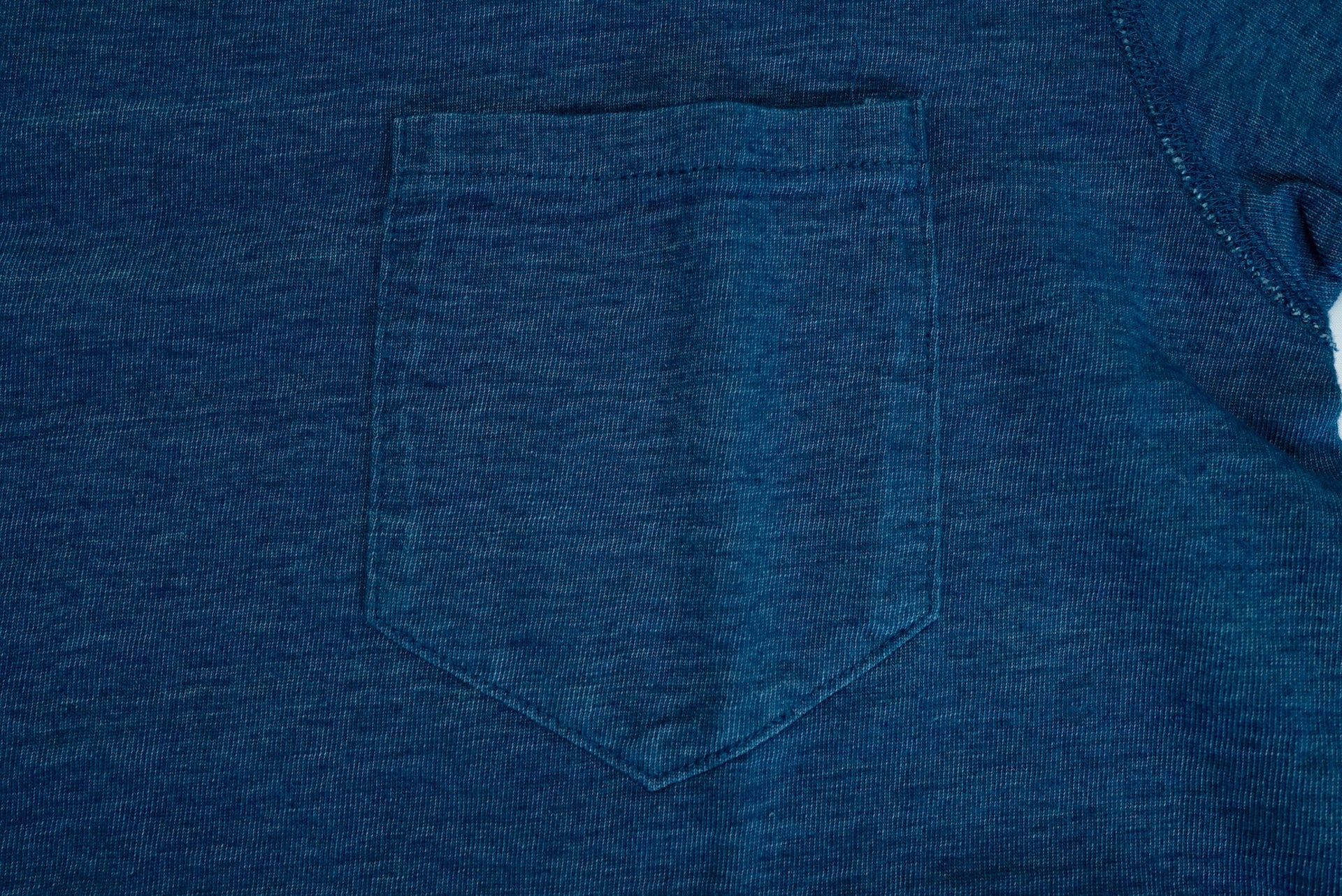 Pure Blue Japan 6.5oz "Signature" Indigo Dyed Pocket Tee (Greencast Indigo)