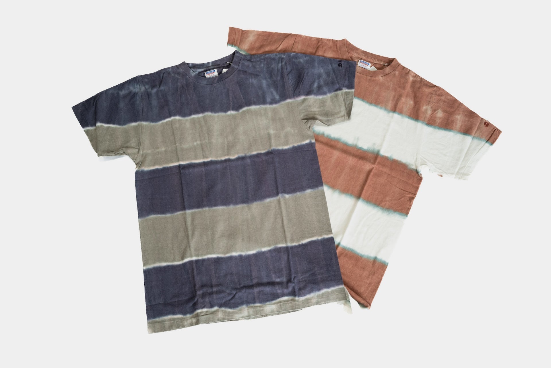 Dubble Works 6oz Tie-Dye Loopwheel Striped Tee (Brown X Blue)