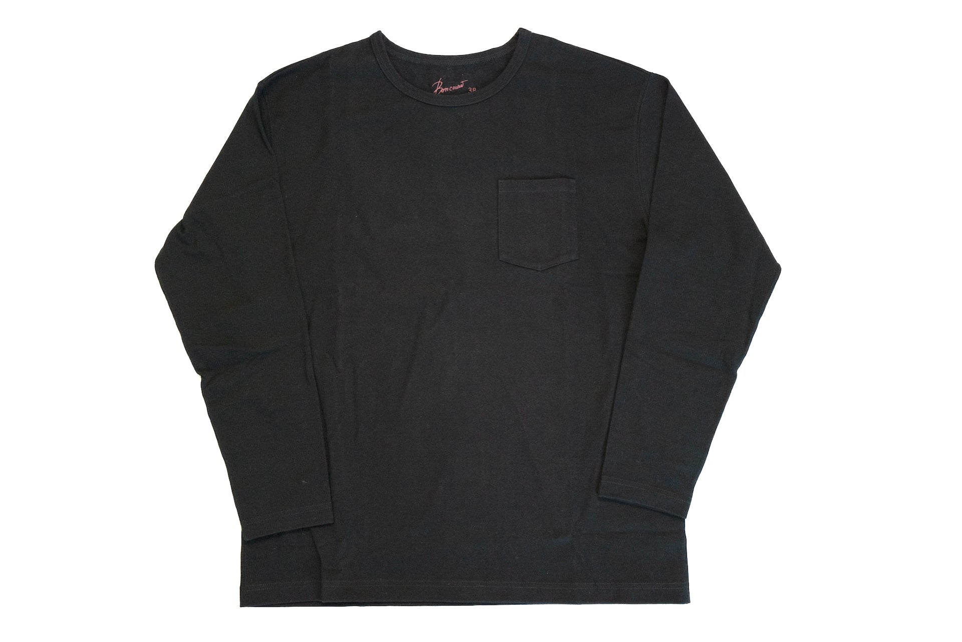 Boncoura 10oz Ultra Heavy Loopwheeled Pocket L/S Tee (Black)