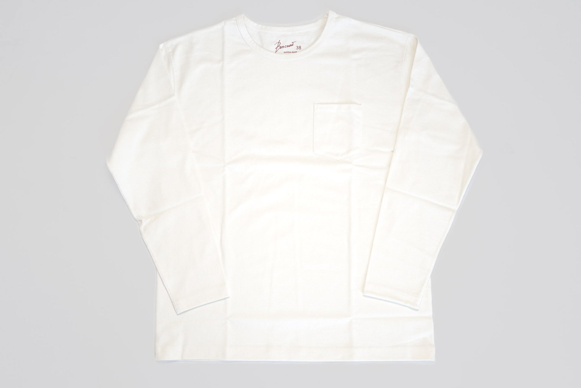 Boncoura 10oz Ultra Heavy Loopwheeled Pocket L/S Tee (White)