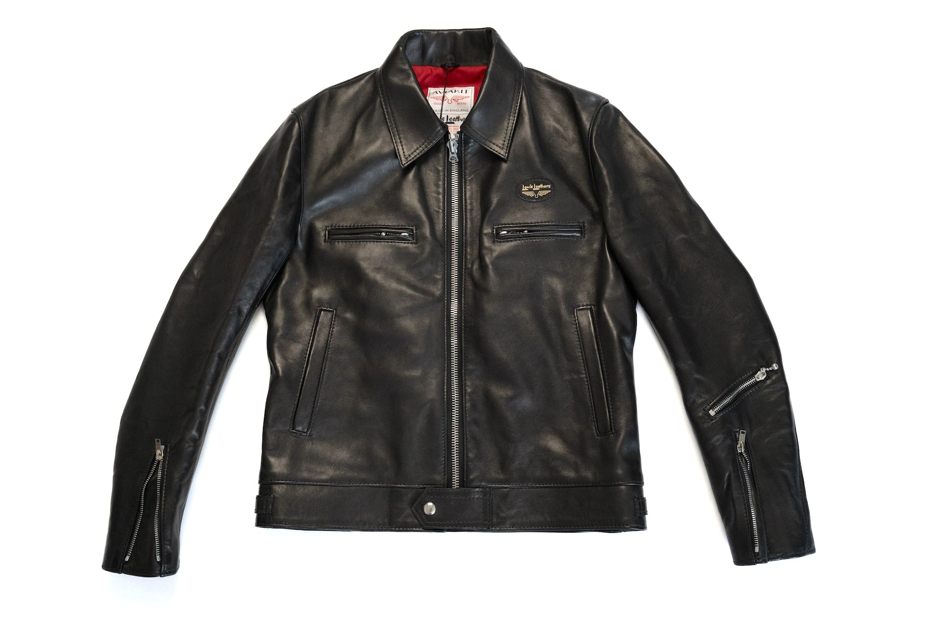 Lewis Leathers Black Sheepskin 'Dominator' 551T Leather Jacket (Tight fit)