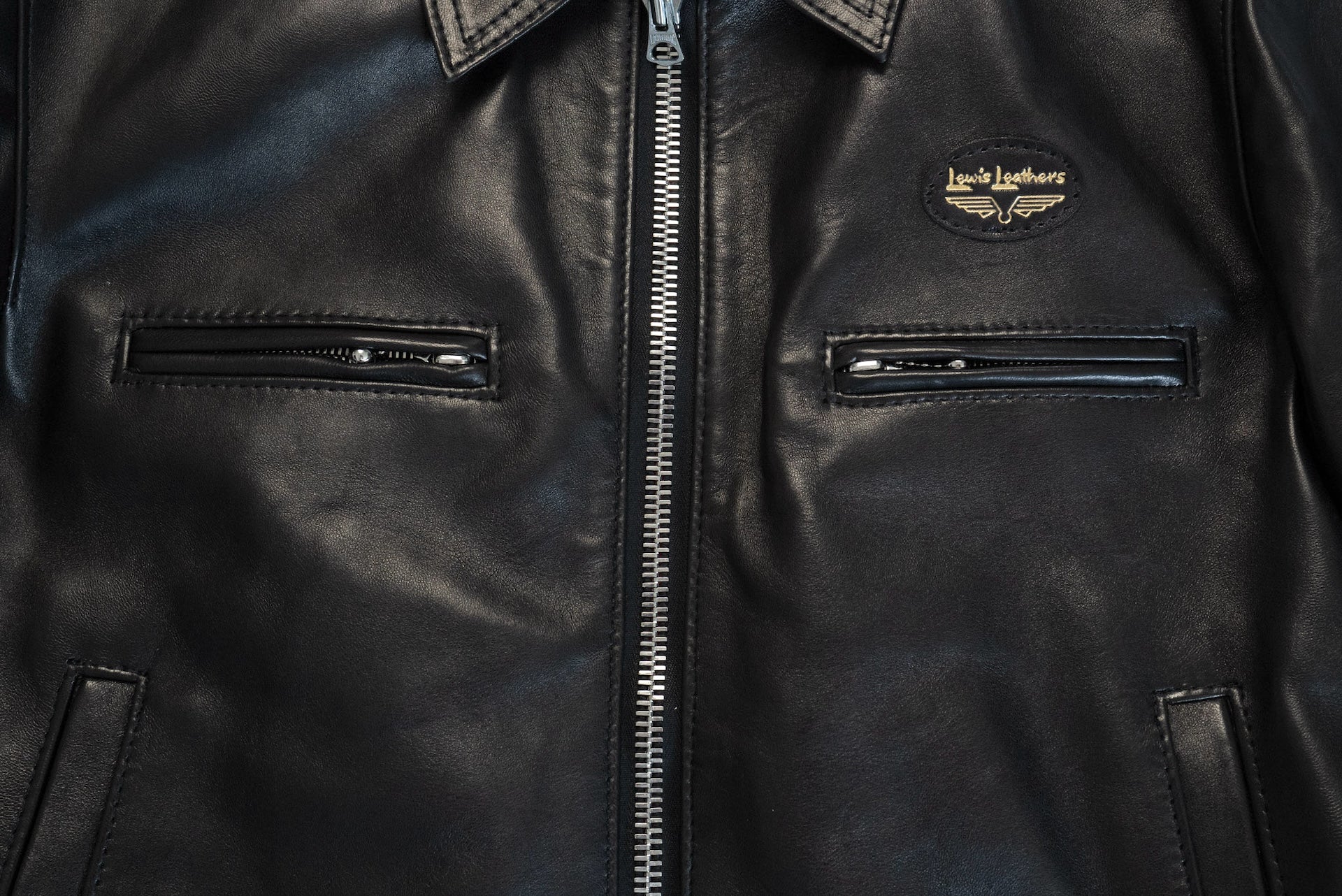 Lewis Leathers Black Sheepskin 'Dominator' 551T Leather Jacket (Tight fit)