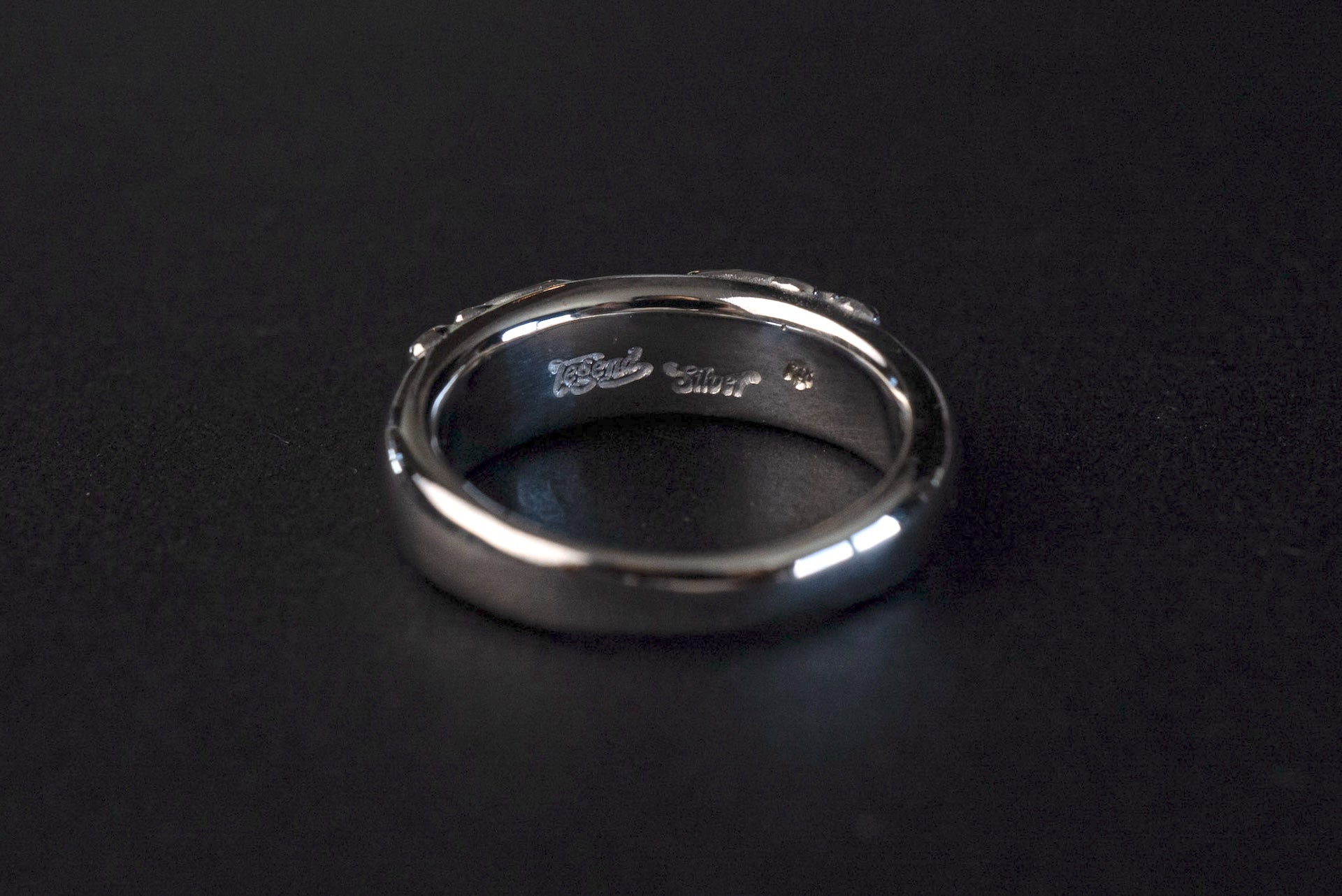 Legend Size Small "Mirror of The Sky" Silver Ring With 18K Gold Flying Eagle (R-78-S)