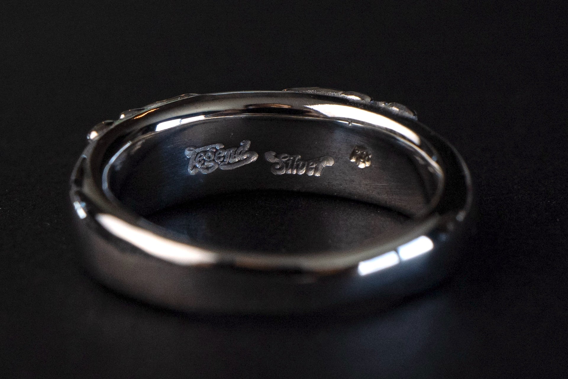 Legend Size Small "Mirror of The Sky" Silver Ring With 18K Gold Flying Eagle (R-78-S)