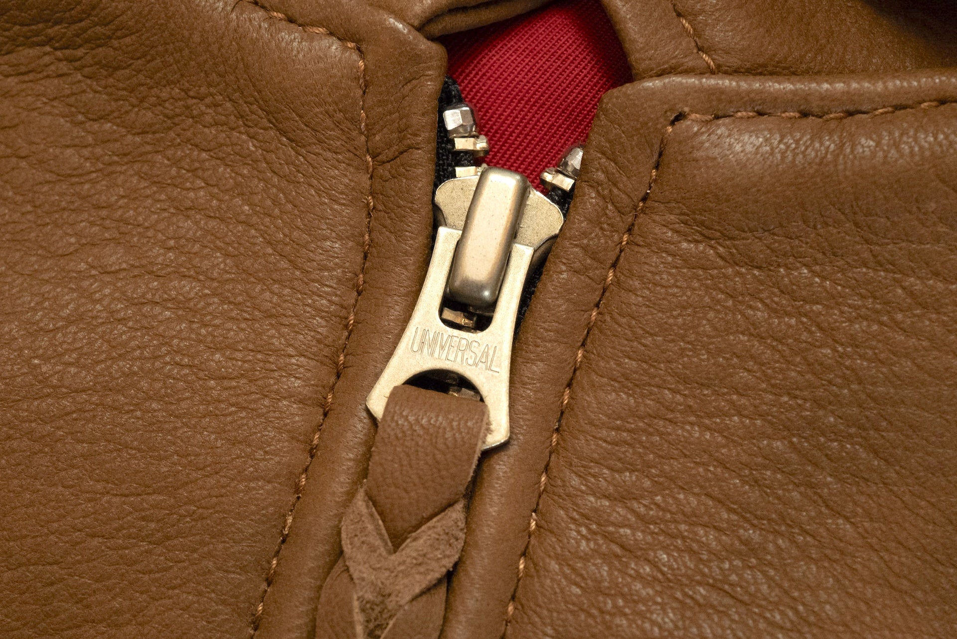 The Flat Head X CORLECTION Deerskin Stand Collar Single Riders Jacket (Brown)